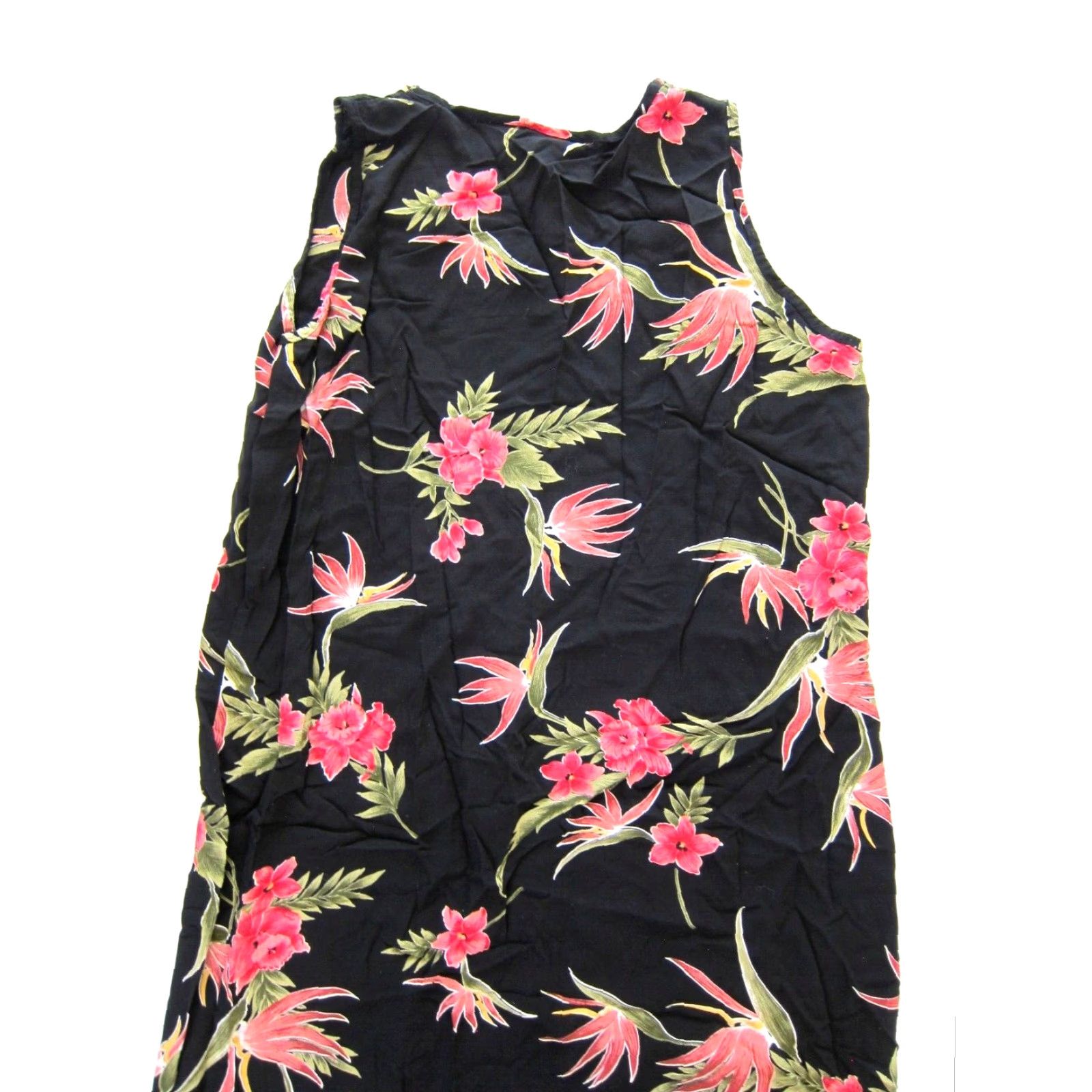 Vintage VINTAGE Units Maxi Dress Sleeveless Floral Long Sun XLarge Pink Black Green Women Ladies Size XL / US 12-14 / IT 48-50 - 5 Thumbnail