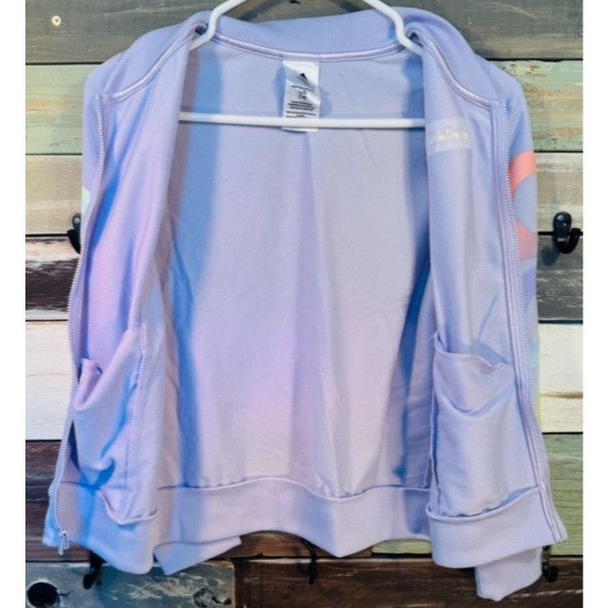 Adidas Adidas Girls Light Purple Rainbow Logo Zip Track Jacket L ( Size L / US 10 / IT 46 - 7 Thumbnail