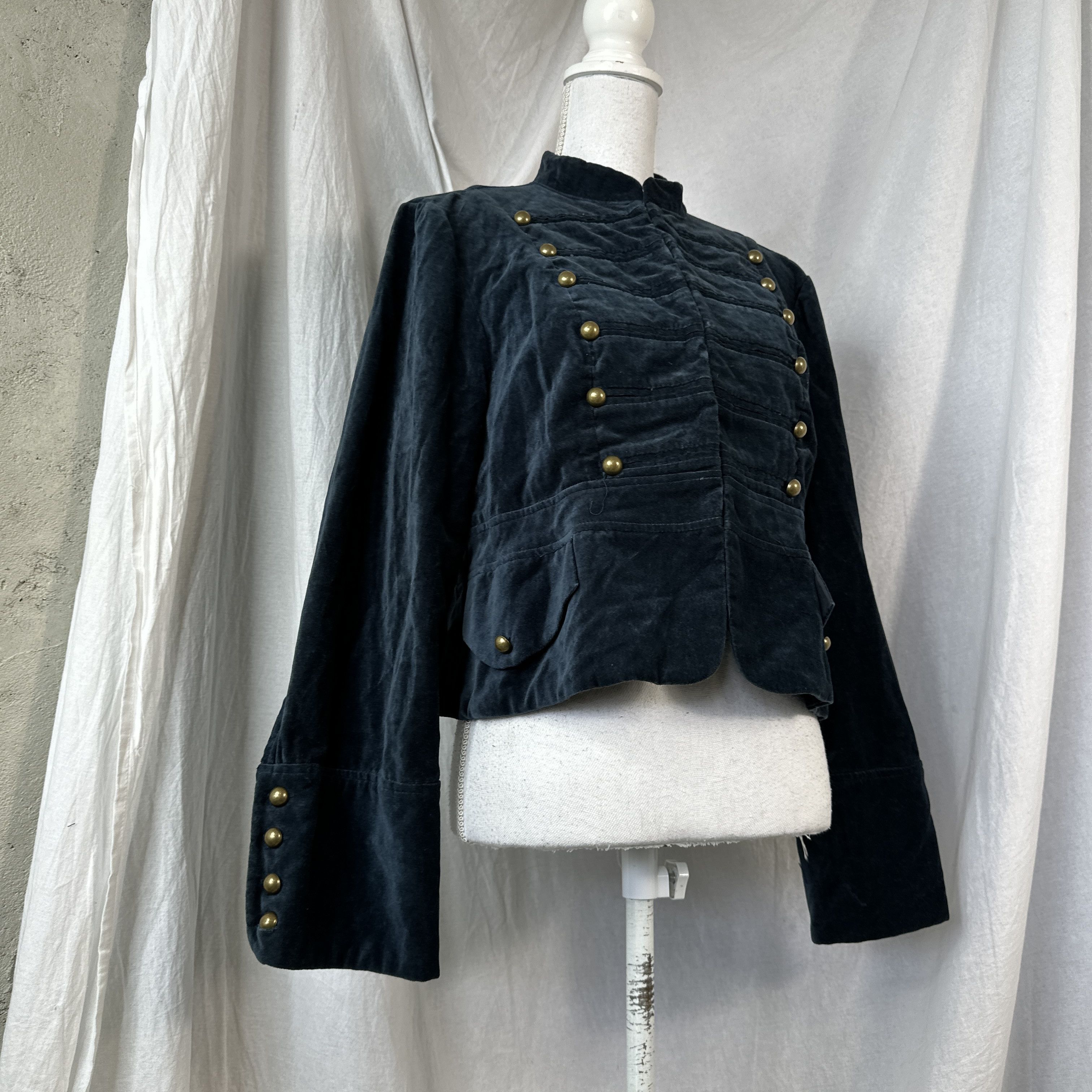 Vintage Velvet Military Styled Avant-Garde Jacket Size M / US 6-8 / IT 42-44 - 4 Thumbnail