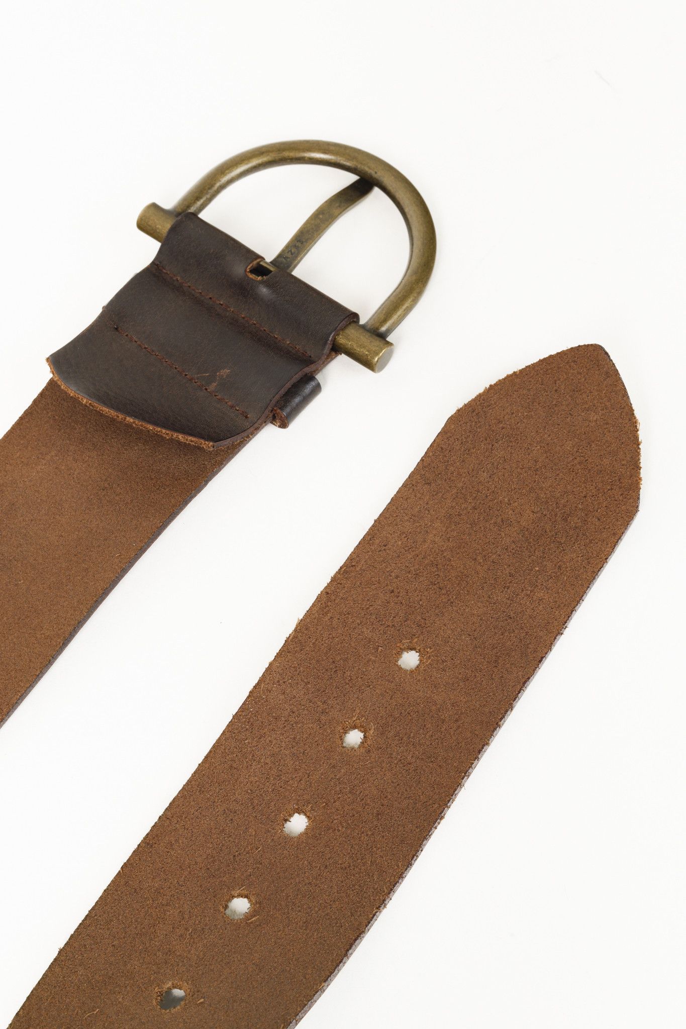 Other Part Two Wide Brown Leather Bronze Buckle Belt Size ONE SIZE - 6 Thumbnail