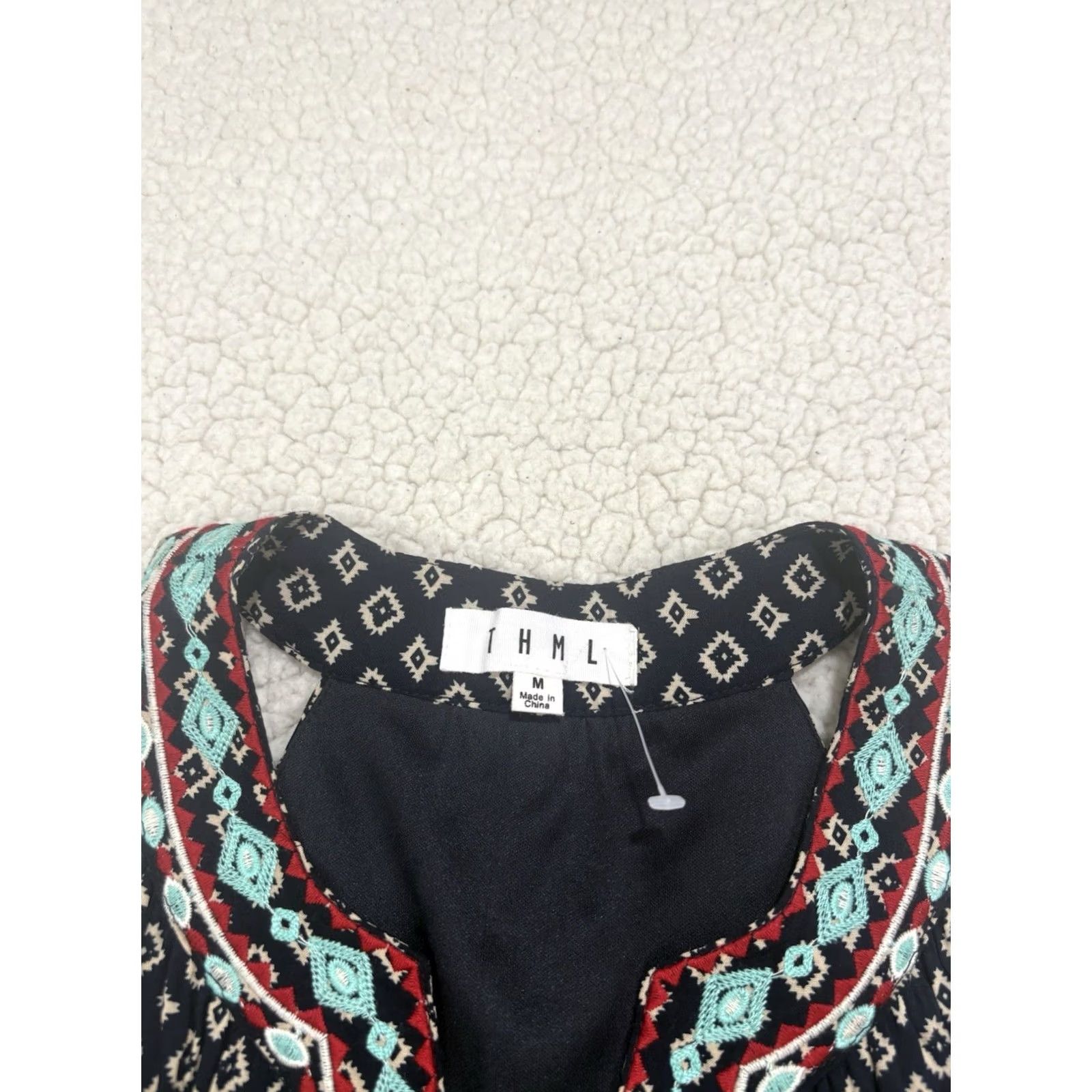 Vintage THML Dress Womens M New Faye Embroidered Geometric Sleeveless Size Halter NWT Size M / US 6-8 / IT 42-44 - 2 Thumbnail
