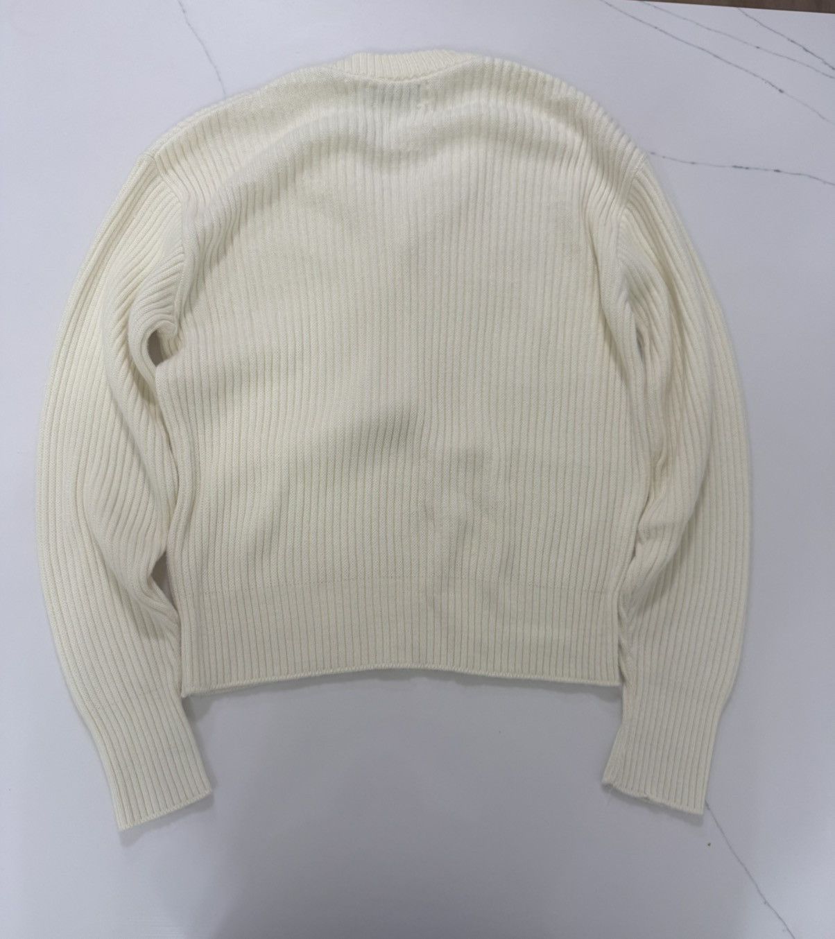 Other 🤍 Vintage 70s Cream Ribbed V-Neck Sweater 🤍 Size US L / EU 52-54 / 3 - 2 Thumbnail