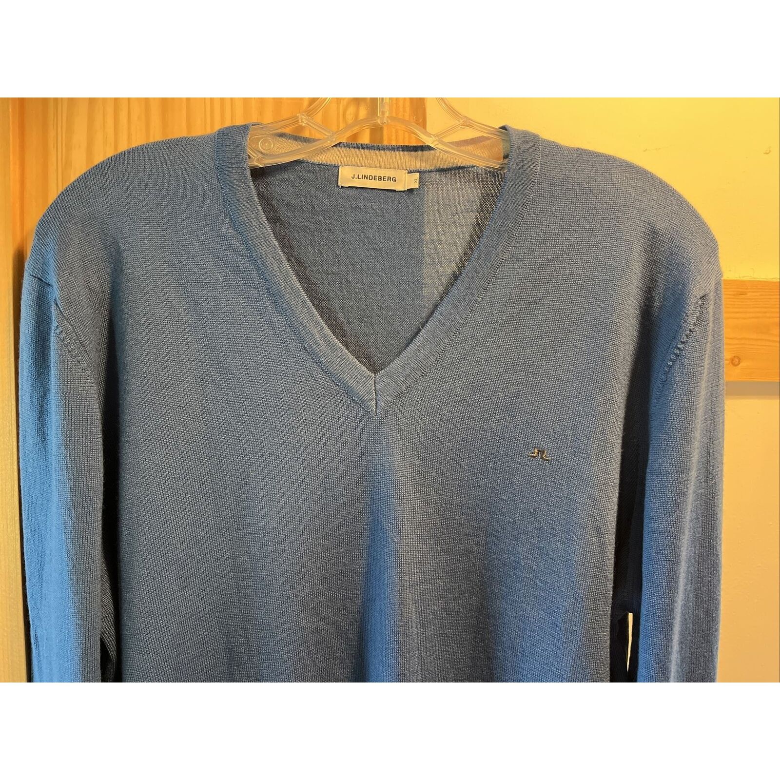 J.Lindeberg J. Lindberg Mens XL Blue Merino Wool V-neck Pullover Sweater Size US XL / EU 56 / 4 - 6 Thumbnail