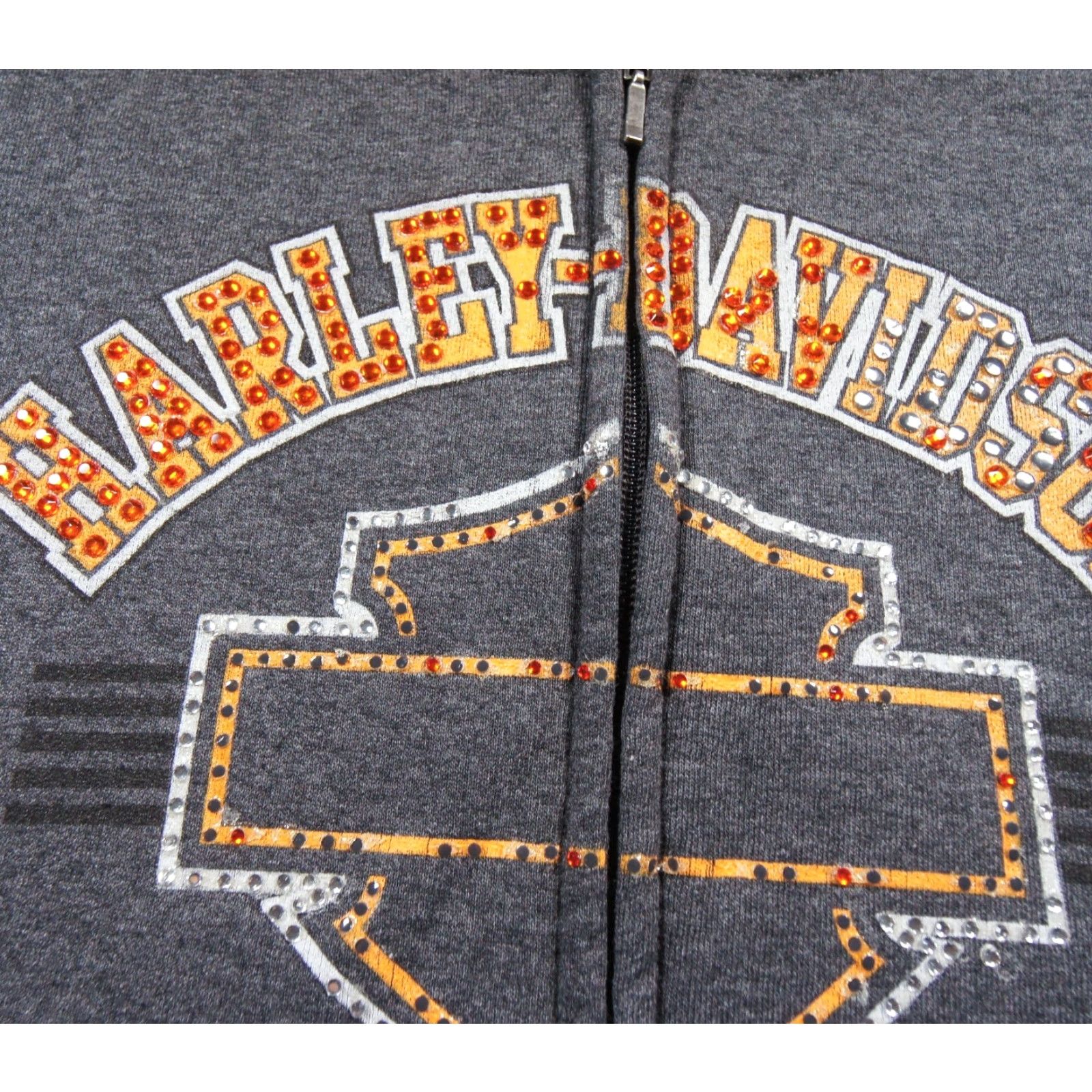 Harley Davidson Harley-Davidson Sweatshirt Womens 2X Gray Full Zip Fleece Motorcycle Bedazzled Size XXL / US 16-18 / IT 52-54 - 3 Thumbnail