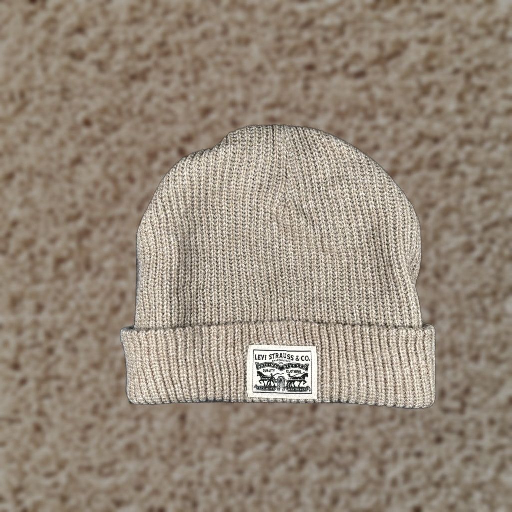 Levi's Levi Strauss & Co Beanie Toque Adult One Size Gray Acrylic Polyester Lined Ski Beanie Size ONE SIZE - 1 Thumbnail