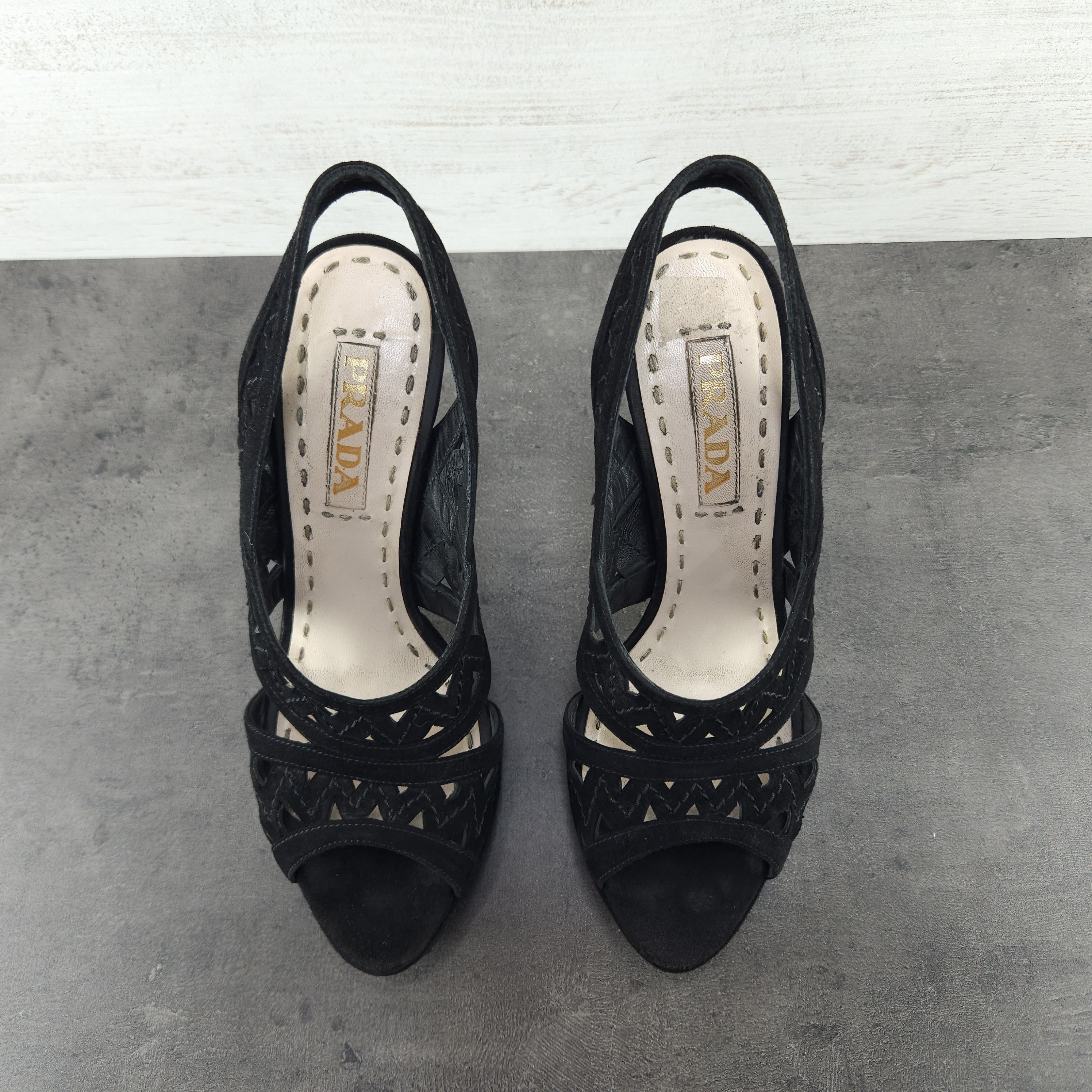 Prada Prada Black suede Heels Sz 38.5 Size US 8.5 / IT 38.5 - 4 Thumbnail