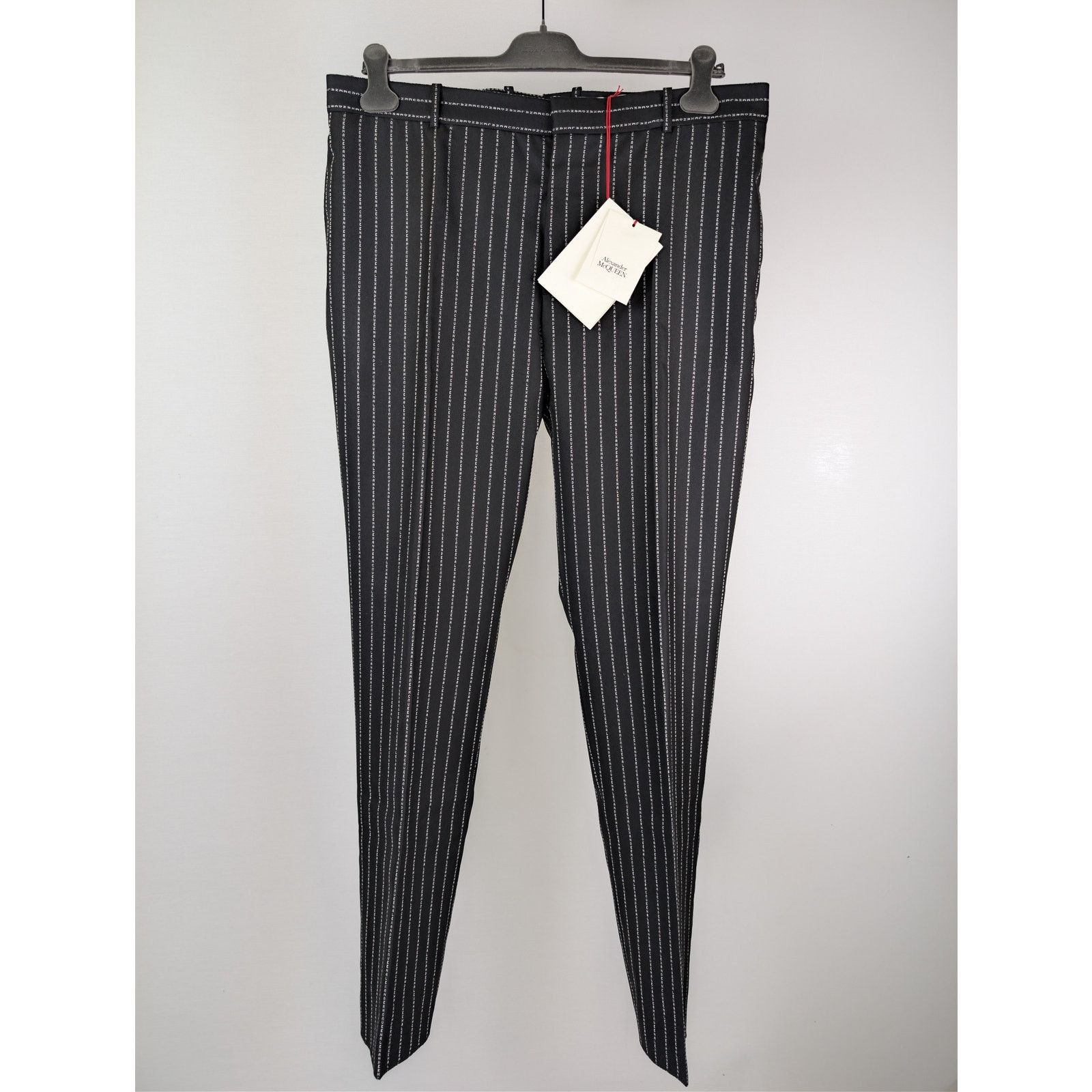 Alexander McQueen o1rshd1 McQueen Lettered Pinstripe Pants in Black/White Size US 40 / EU 56 - 9 Thumbnail