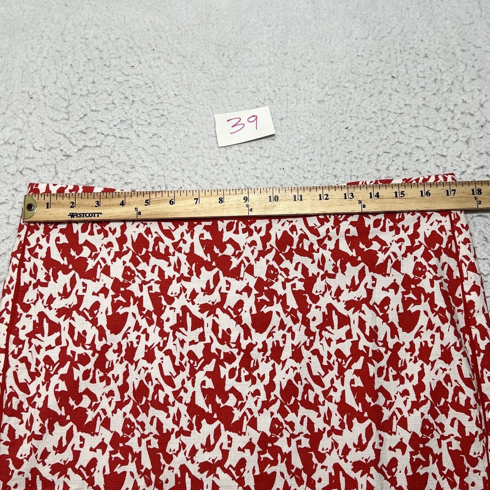 Nordstrom Halogen Pencil Skirt Lined Red Abstract Pattern Career Size 32" / US 10 / IT 46 - 6 Thumbnail