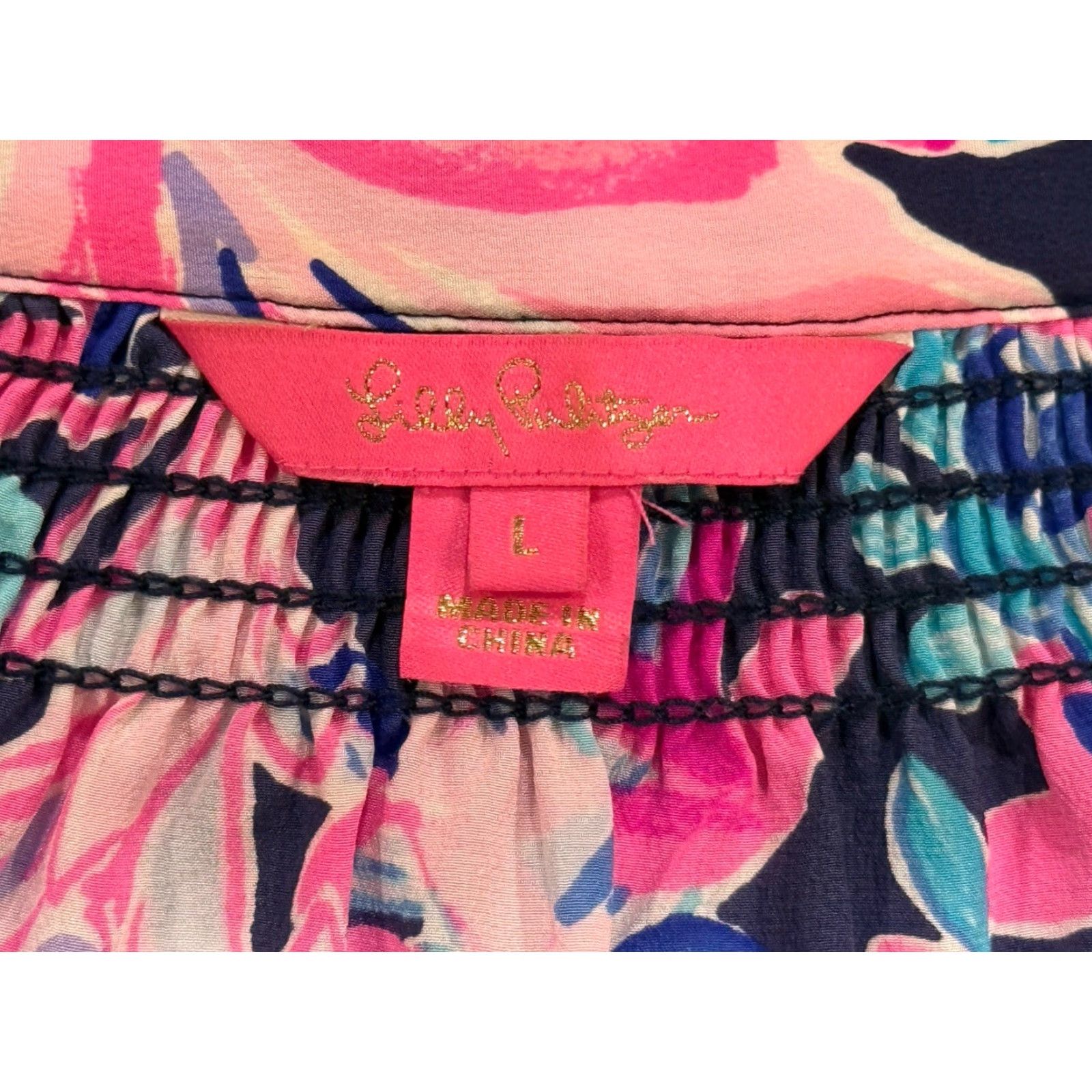 Lilly Pulitzer Lilly Pulitzer Blouse Women Large Silk Multicolor Elsa Pineapple Vacation Office Princess Womens Size L / US 10 / IT 46 - 2 Thumbnail