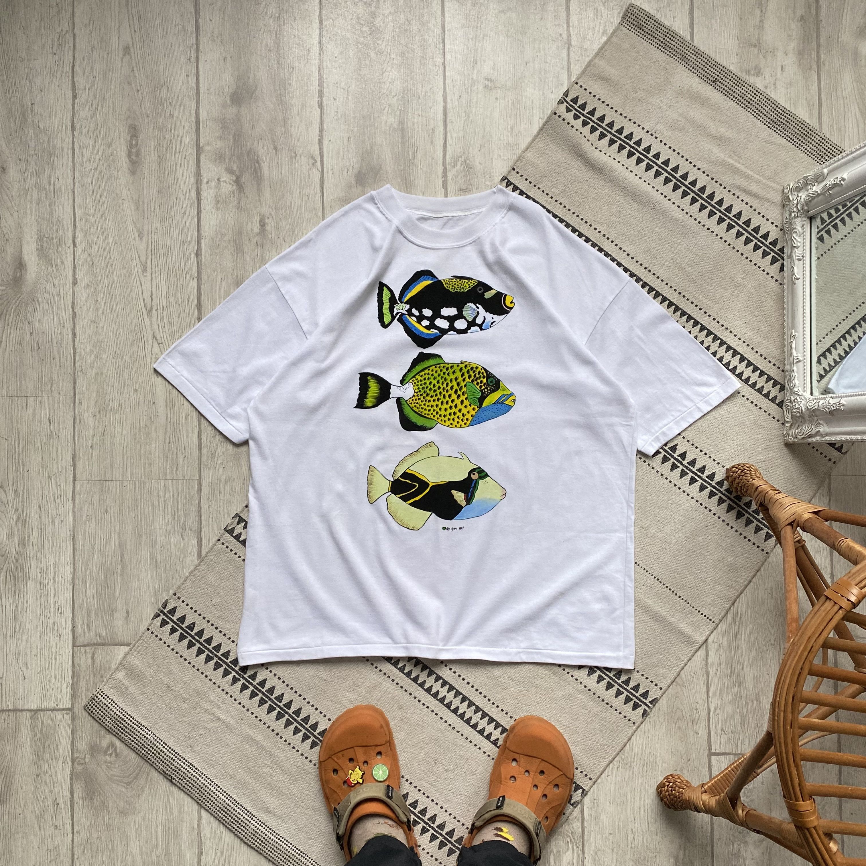 Vintage 🐠 Vintage 90s Art Sea Fish logo tee Ocean Dolphin Size US L / EU 52-54 / 3 - 1 Thumbnail