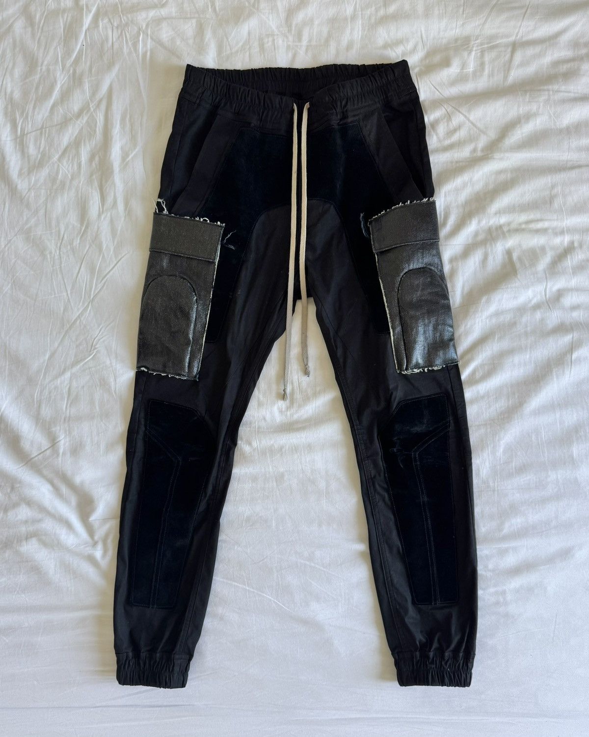 Rick Owens Larry FW19 Cotton Pants with Calfskin Suede