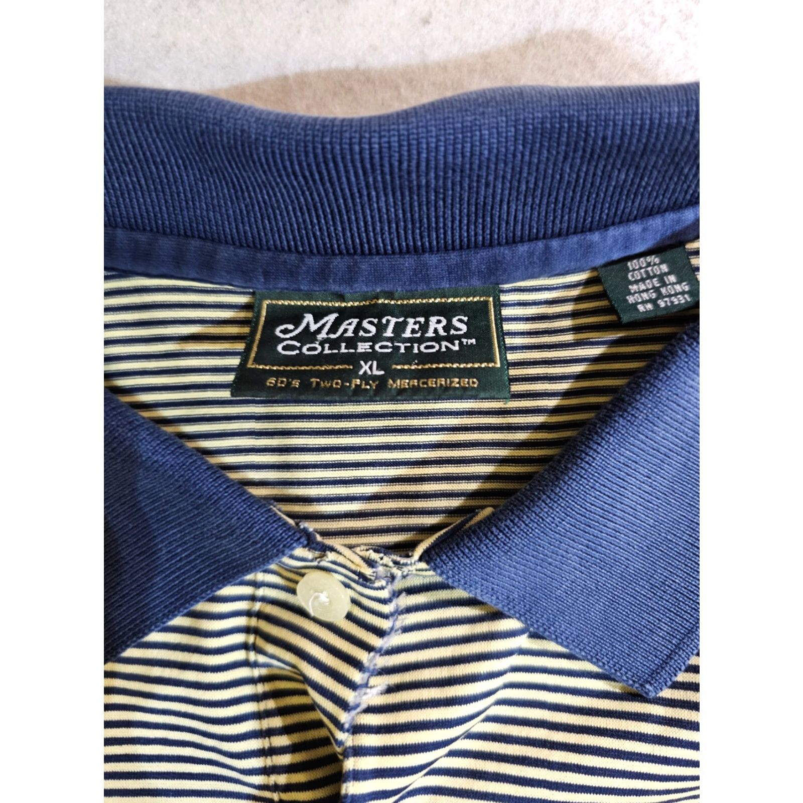 Vintage VINTAGE Masters Collection Augusta Logo Blue Striped Polo Golf Shirt Mens 2XL 2 Ply Size US XXL / EU 58 / 5 - 5 Thumbnail
