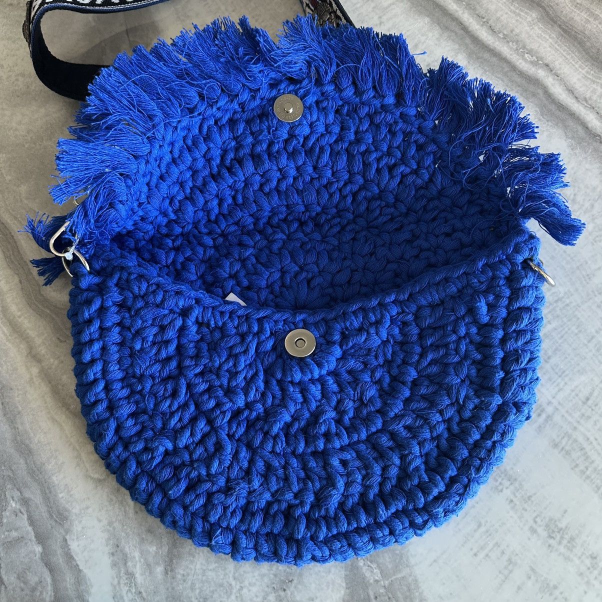 Free People Free People Macrame Moon Crossbody Bag in Indigo Blue Size ONE SIZE - 4 Thumbnail