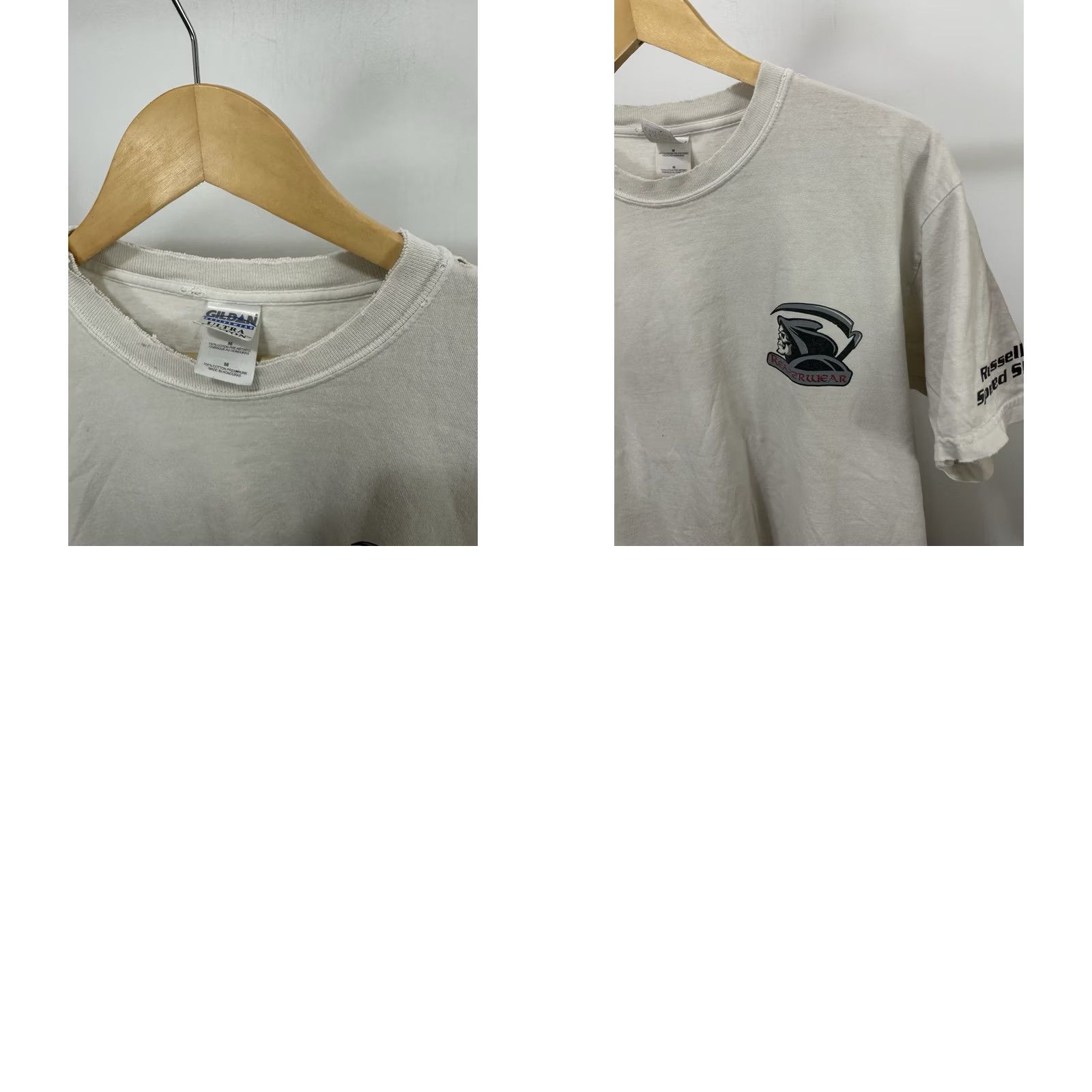 Gildan VTG Reaper Motorcycle Life Is Graded On A Curve Worn Distressed T-Shirt M Shirt Mens White Gildan Size US M / EU 48-50 / 2 - 8 Thumbnail