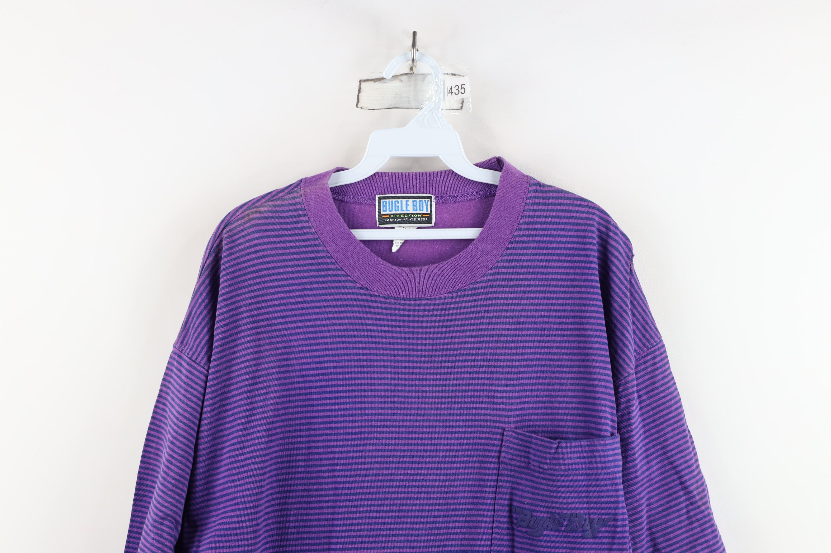 Vintage Vintage 90s Bugle Boy Striped Puff Paint Baggy T-Shirt Size US XL / EU 56 / 4 - 2 Thumbnail