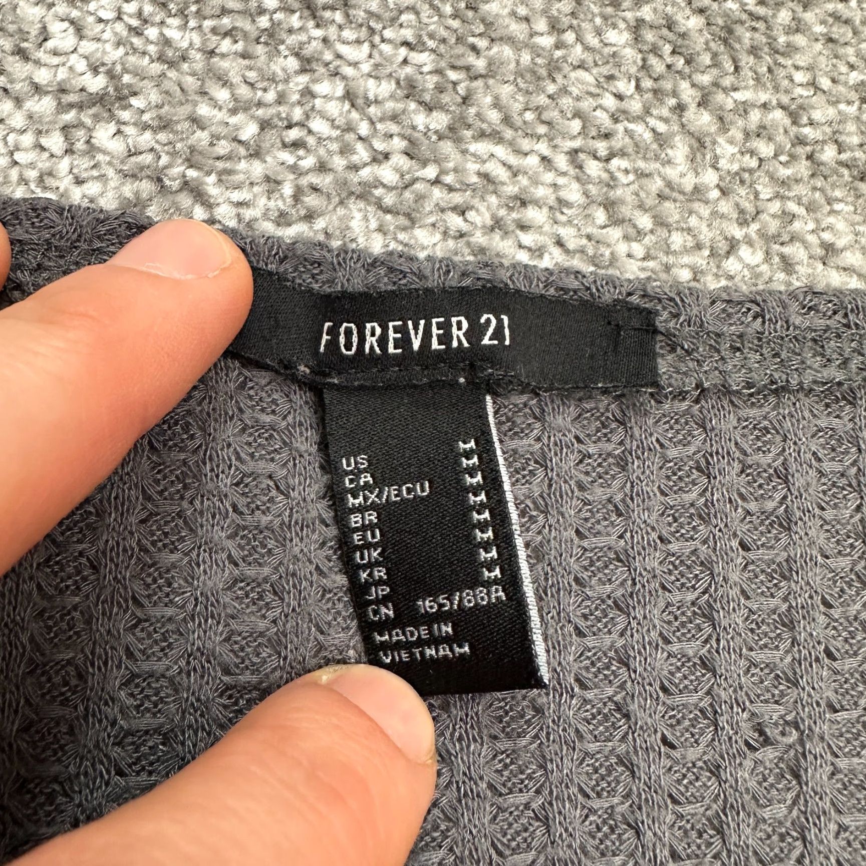 Forever 21 FOREVER 21 Cardigan Sweater Womens Medium Dark Gray Waffle Knit Casual Lightweight Breathable Size M / US 6-8 / IT 42-44 - 5 Thumbnail