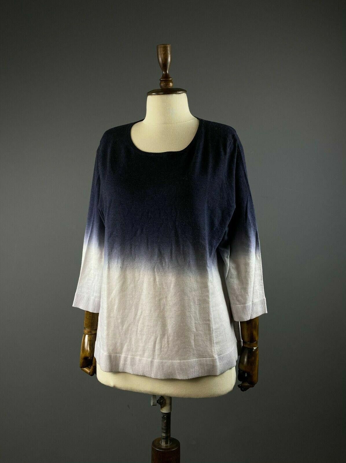 Designer FFC Blue White Gradient Boat Neck Wool Jumper Size XL Size XL / US 12-14 / IT 48-50 - 1 Thumbnail