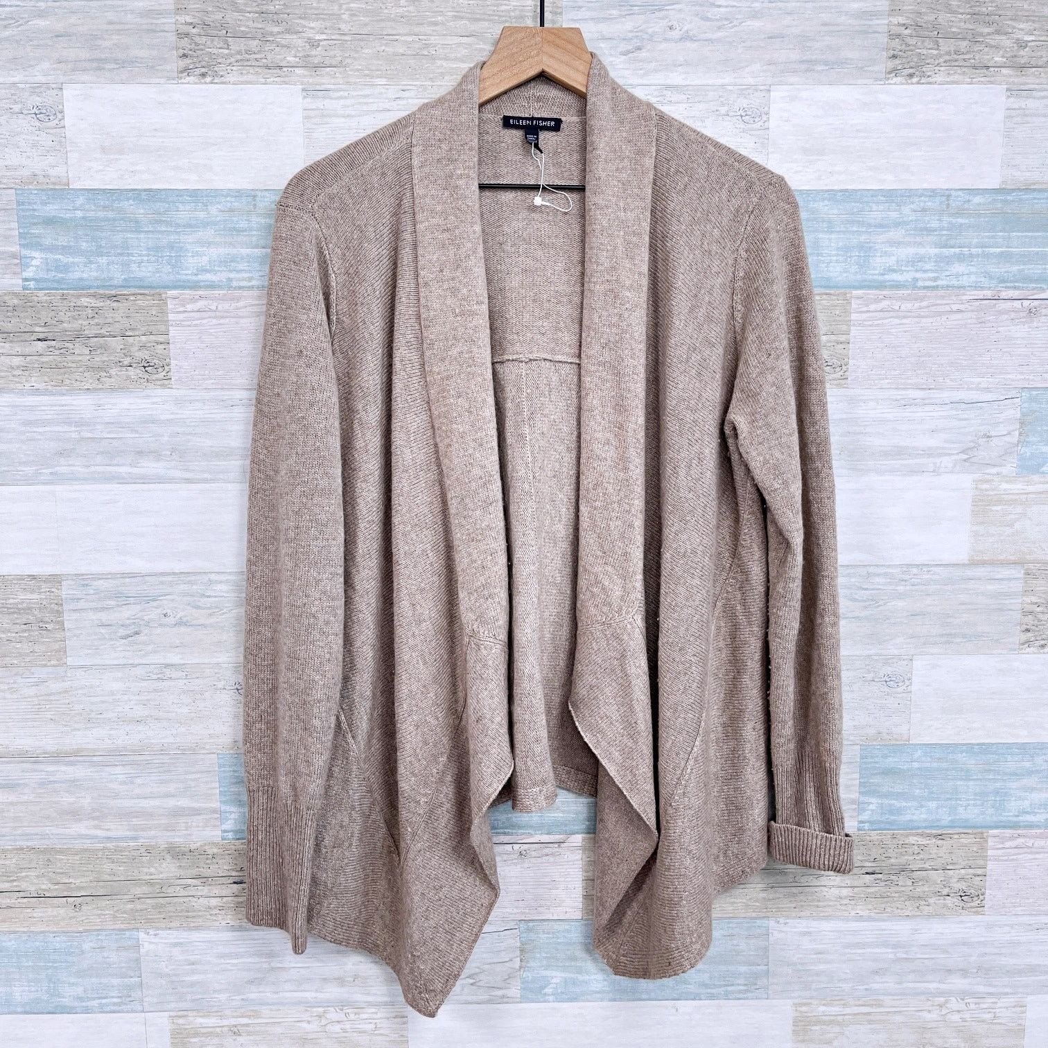 Eileen Fisher Eileen Fisher Wool Yak Blend Shawl Cardigan Sweater Taupe M Size M / US 6-8 / IT 42-44 - 1 Thumbnail