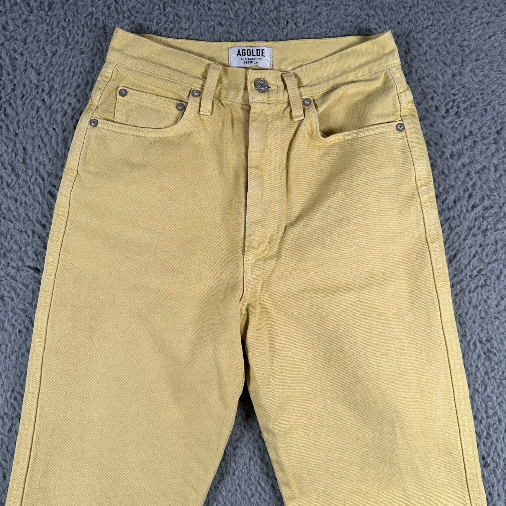 Agolde Agolde Jeans Women's 26 Yellow Pinch Waist High Rise Straight Leg Made in USA Womens Size 26" / US 2 / IT 38 - 2 Thumbnail