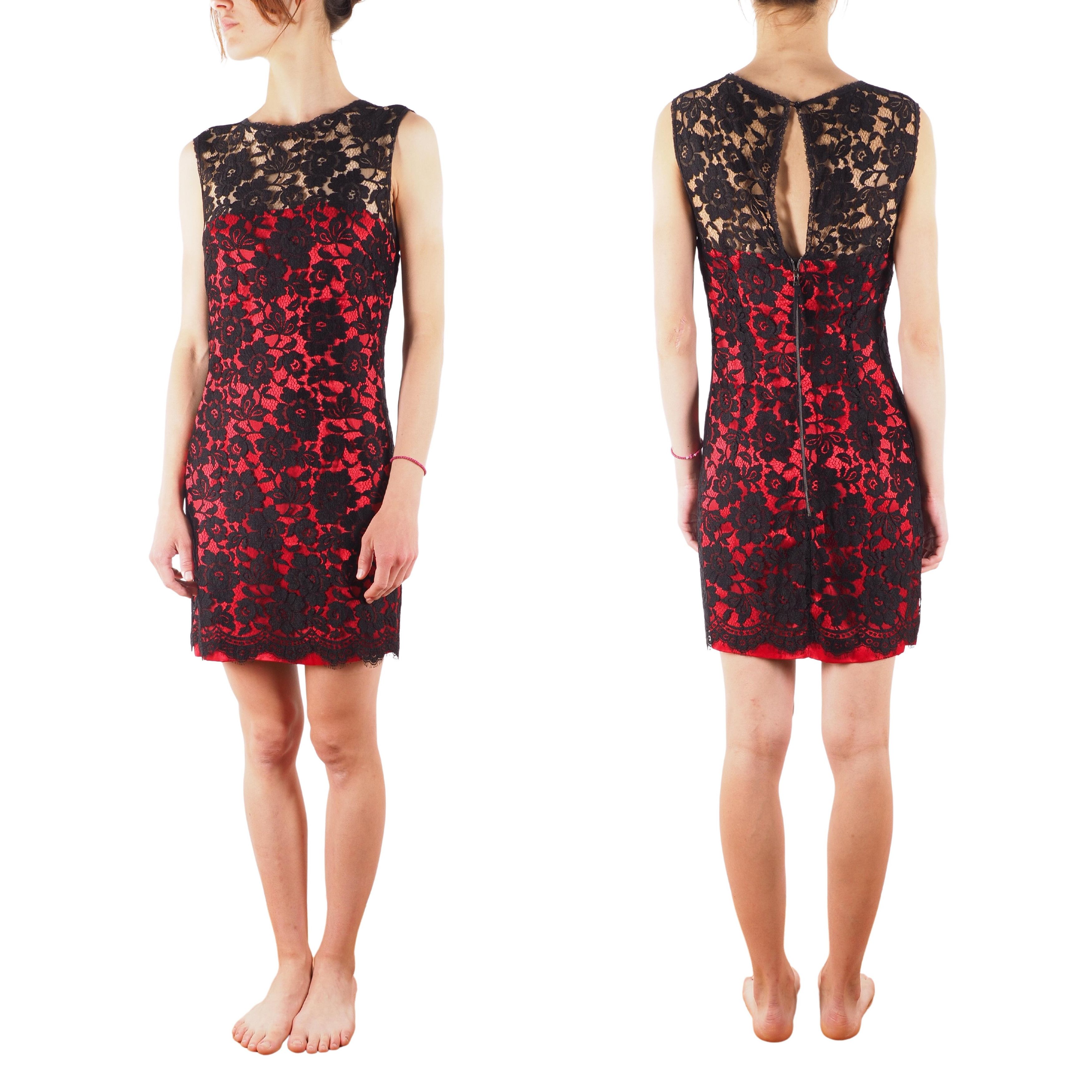 Dolce & Gabbana Dolce & Gabbana Red Black Floral Lace Dress | Grailed