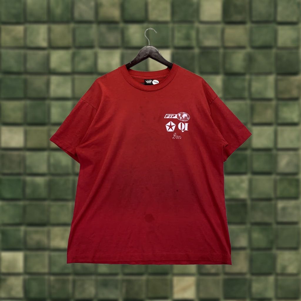 Vintage VINTAGE Screen Stars Chrysler Don Embroidered Red Mens Shirt XL Short Sleeve Graphic Tee 1980s Mens Size US XL / EU 56 / 4 - 1 Thumbnail