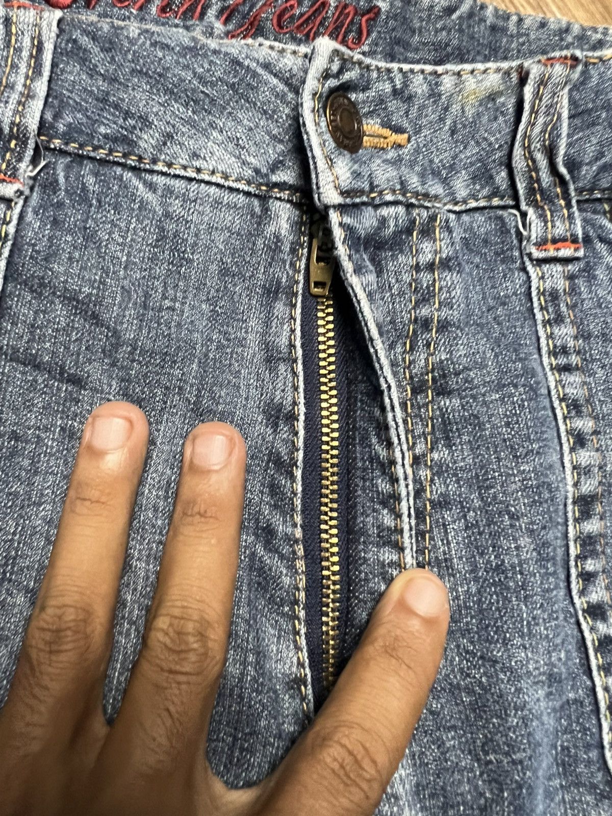 Japanese Brand Vintage Ovrivin Bootcut Jeans with Cargo Flap Pockets (43) Size US 37 - 8 Thumbnail
