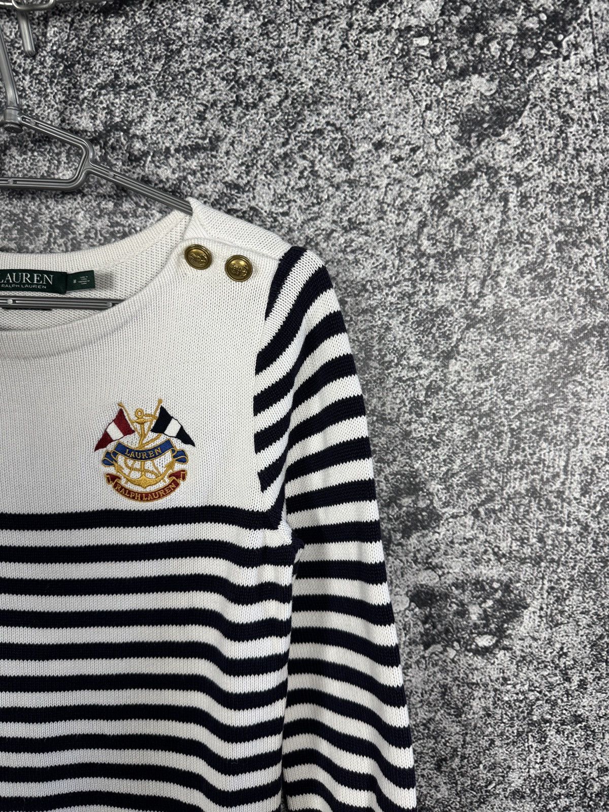 Lauren Ralph Lauren Lauren Ralph Lauren Denim Knit Striped Sweater Anchor Logo Size M / US 6-8 / IT 42-44 - 2 Thumbnail