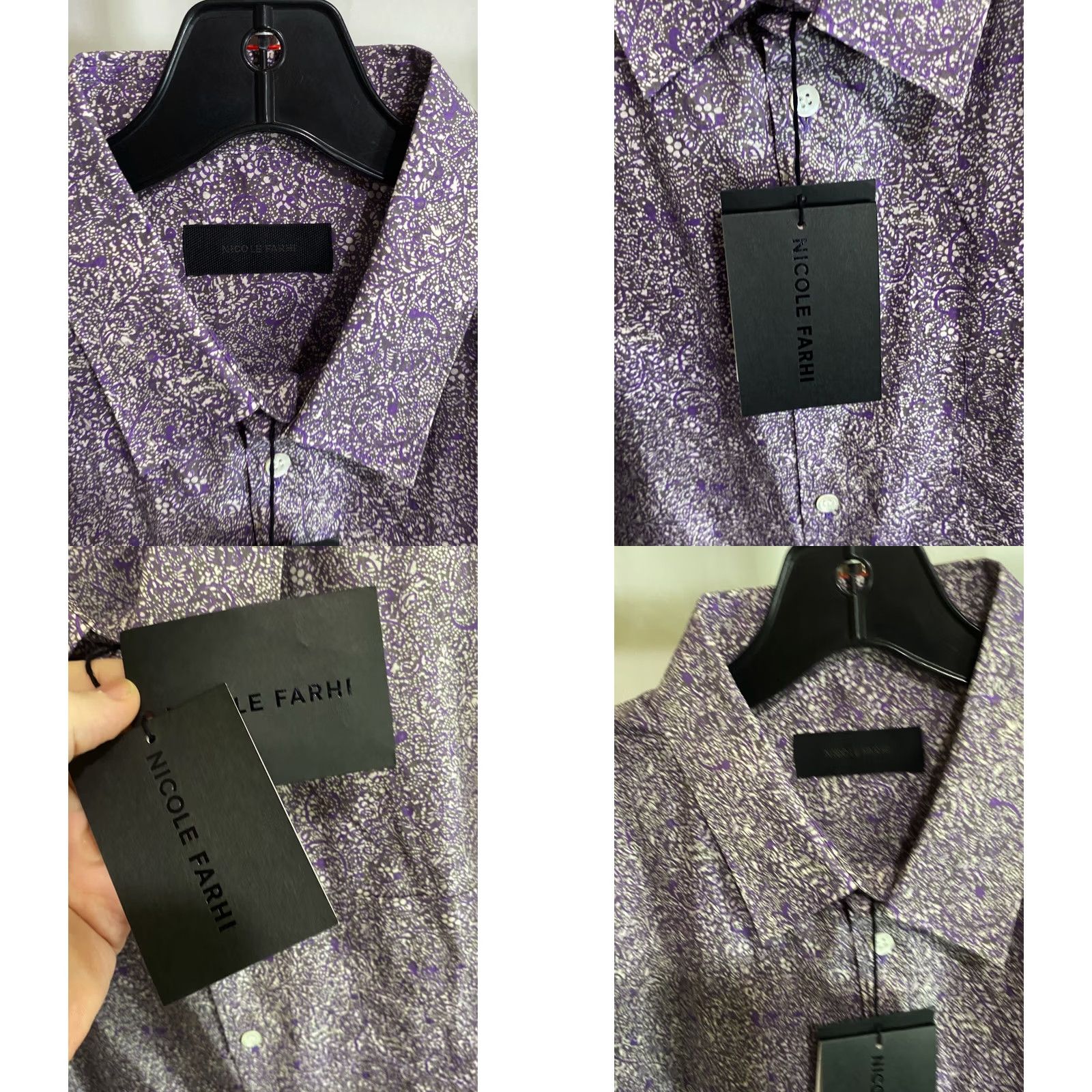 Nicole Farhi Nicole Farhi Shirt XL Long Sleeve Plum Floral NWT Mens 17.5 x 35/36 Extra Large Button-Up Size US XL / EU 56 / 4 - 8 Thumbnail