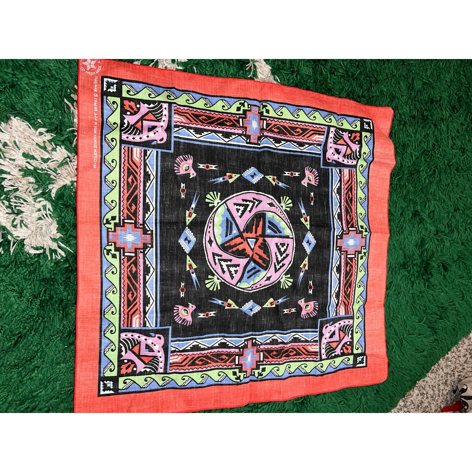 Vintage Vintage South Western Native American Design Art Red Bandana Size ONE SIZE - 7 Thumbnail