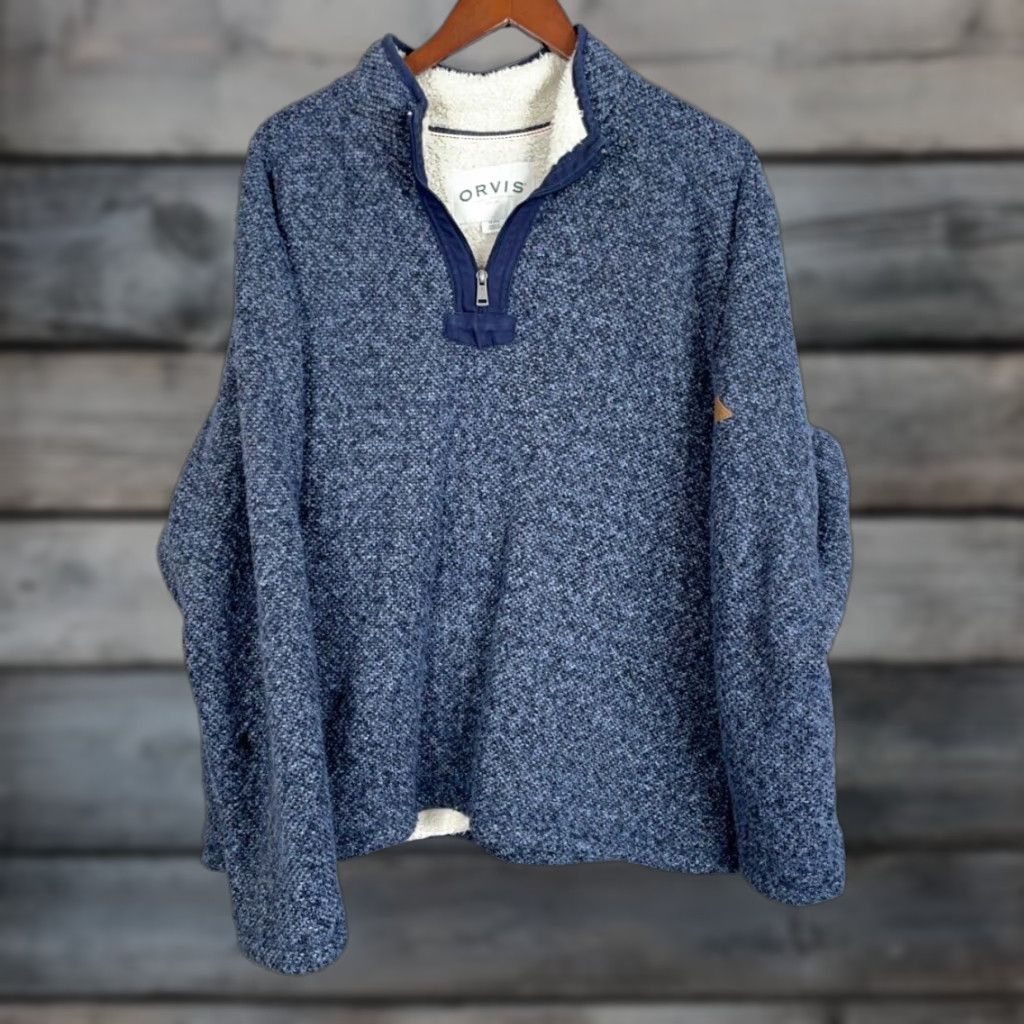 Orvis Orvis Sherpa Lined 1/4 Zip Fleece Sweater Adult XL Dark Blue Heavy Pullover Size US XL / EU 56 / 4 - 1 Thumbnail