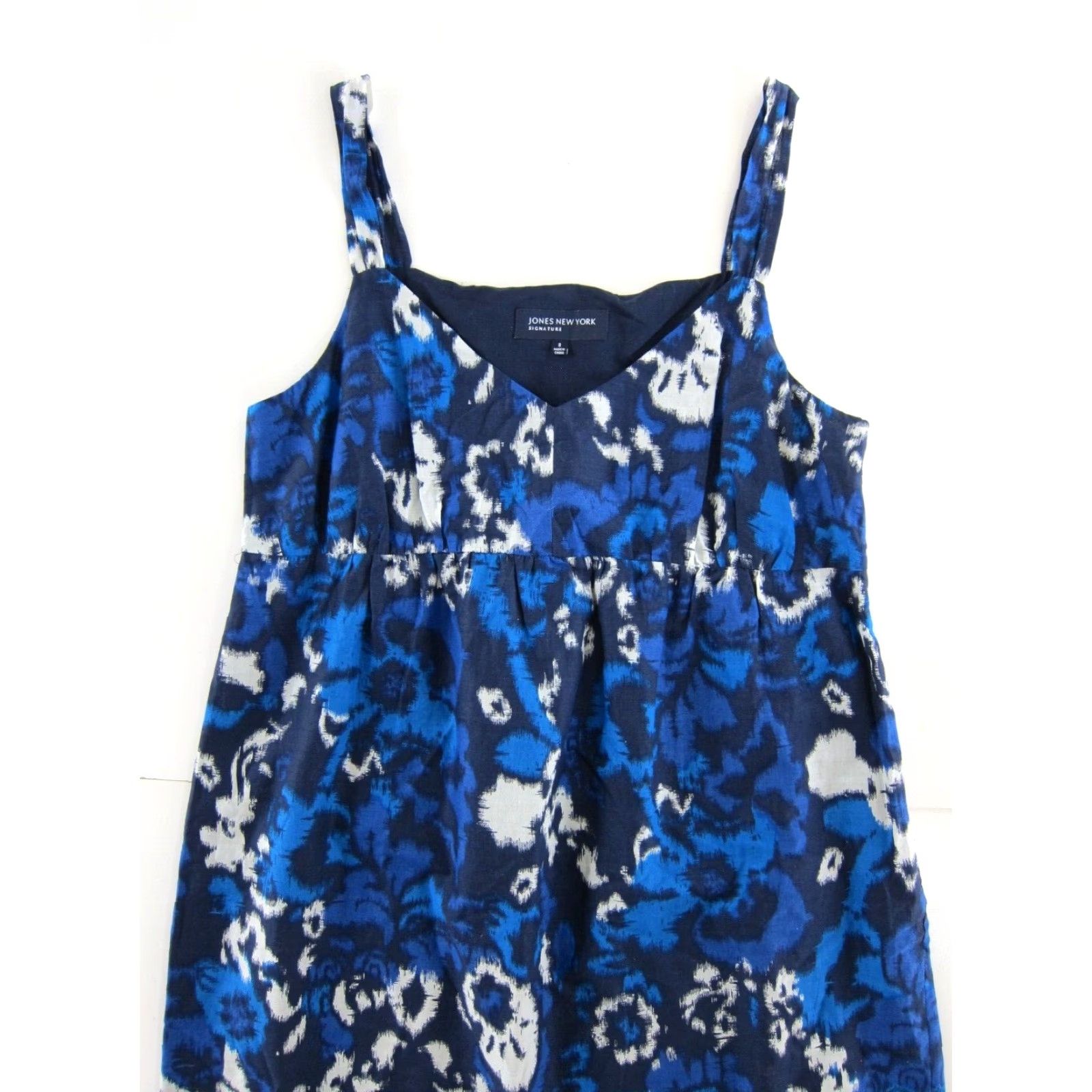 Jones New York Jones New York Signature Cotton Blue White Abstract Tie Dye Empire Tank Dress S Size S / US 4 / IT 40 - 3 Thumbnail