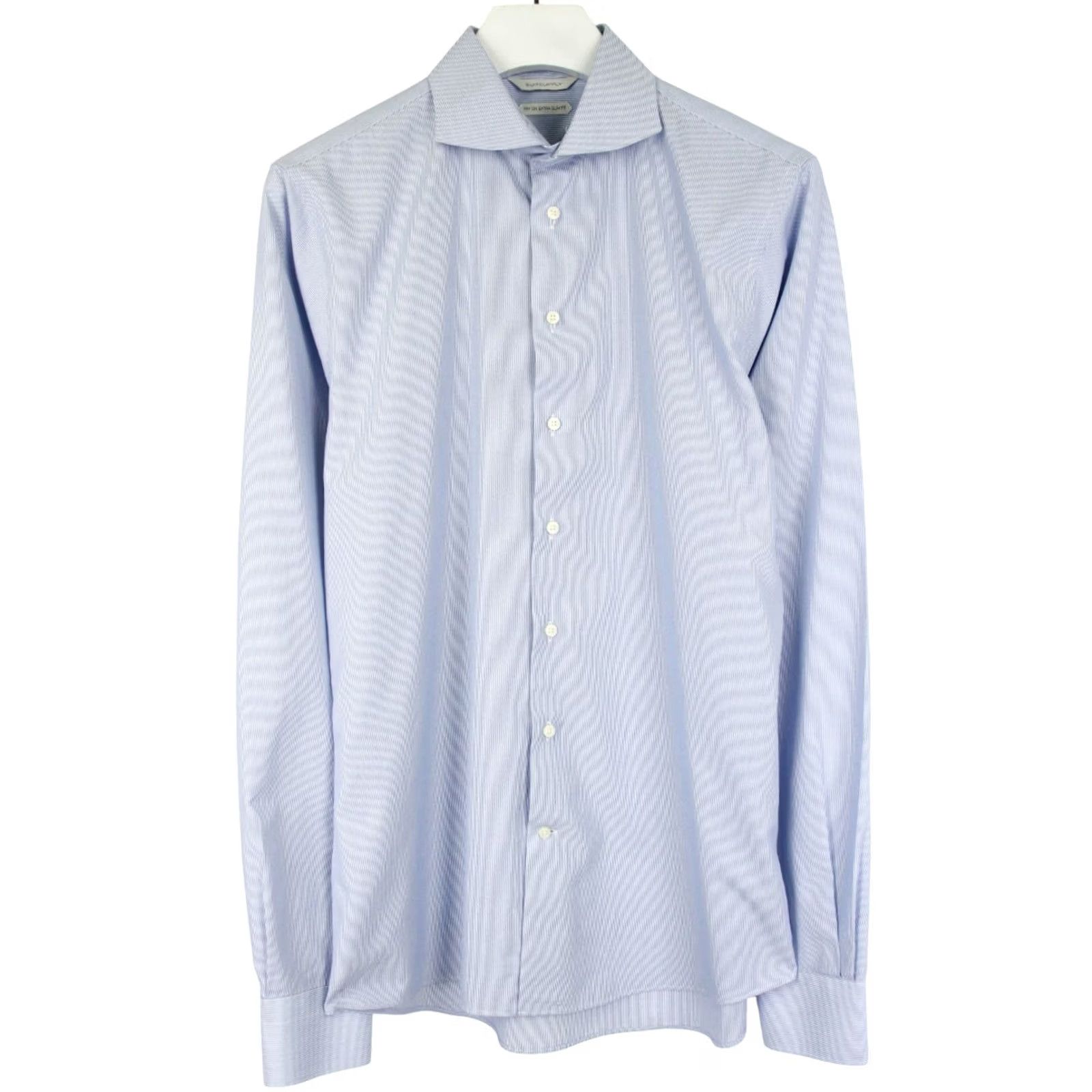 Suitsupply SUITSUPPLY Formal Shirt Men's Extra Slim Fit Pinstripe Blue 41-7 / 16L Size 42R - 2 Thumbnail