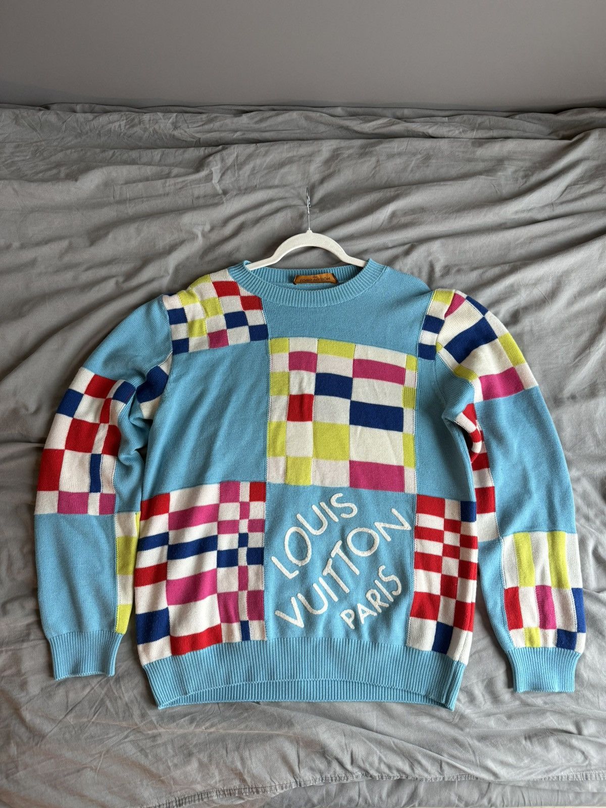 Louis Vuitton Louis Vuitton Aqua Checkered Sweater-zp in a good condition. Size US L / EU 52-54 / 3 - 3 Thumbnail