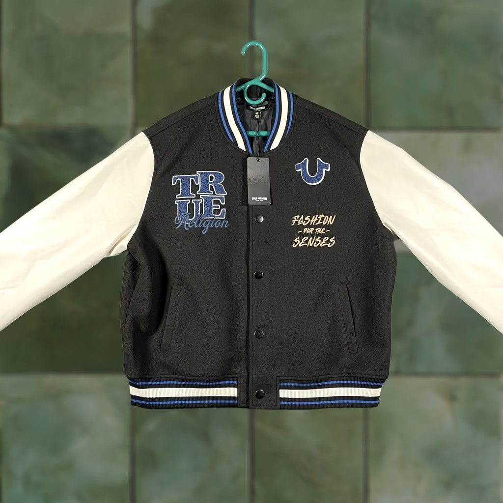 True Religion True Religion Varsity Jacket XL Black Wool Leather Spellout Streetwear Size US XL / EU 56 / 4 - 1 Thumbnail