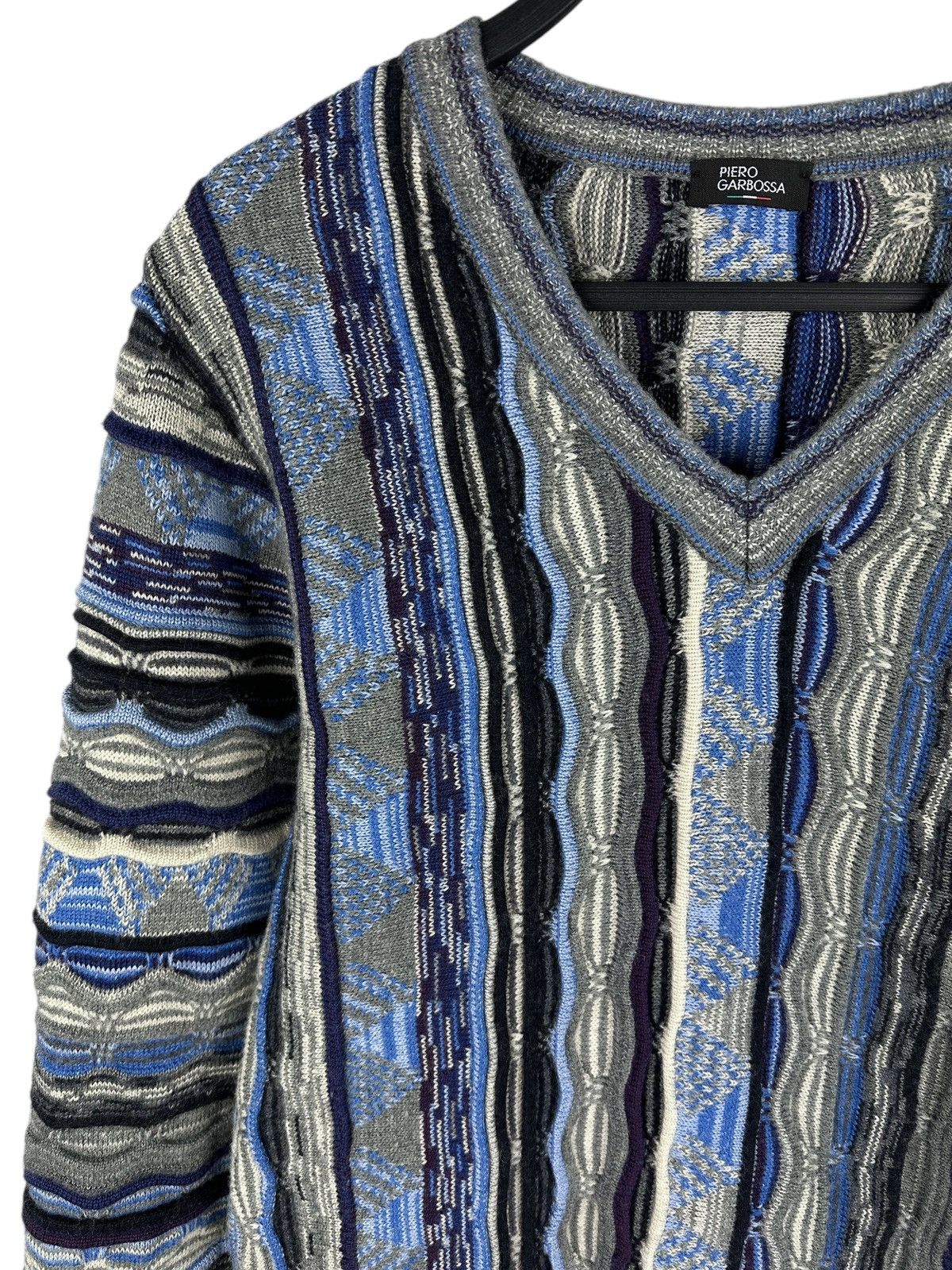 Other Piero Garbossa Coogi Style 3D Knit Wool Sweater V-Neck Size M / US 6-8 / IT 42-44 - 2 Thumbnail
