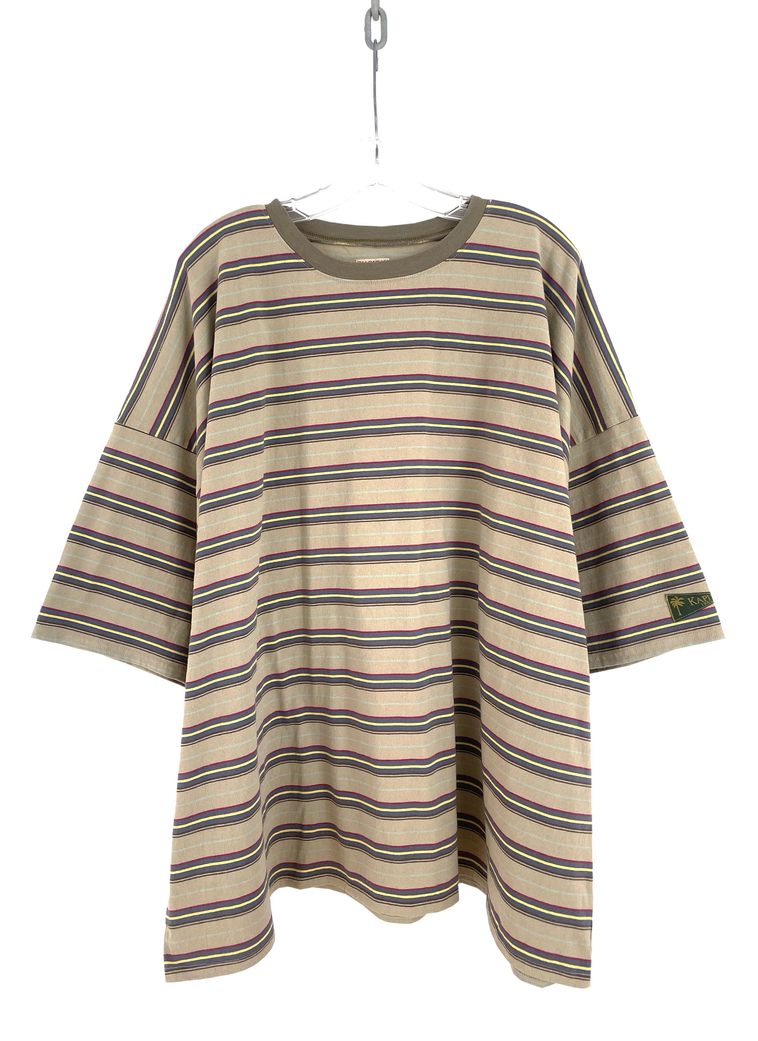 image of Kapital Oversized Striped T-Shirt in Beige, Men's (Size 2XL)