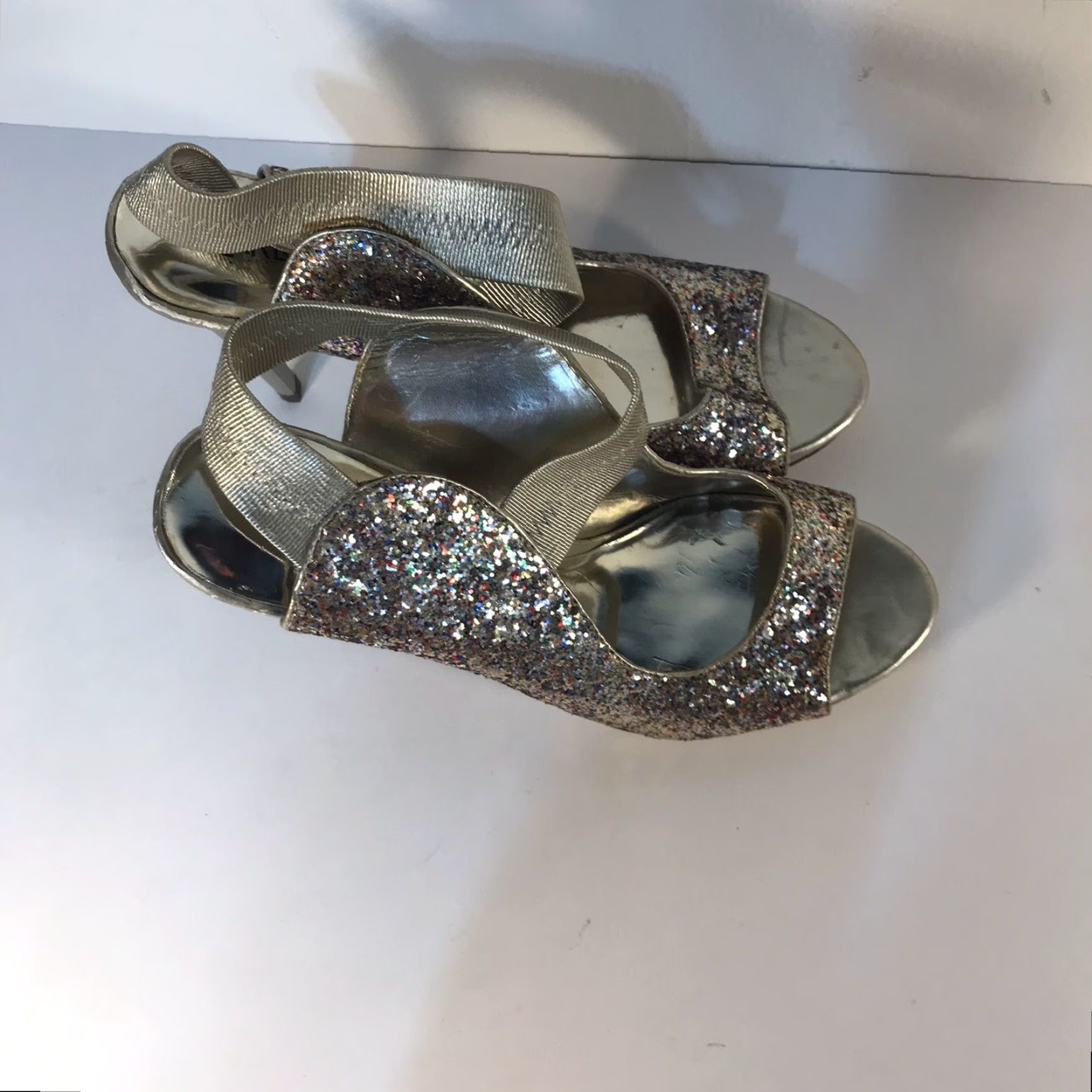 Halo Carlos Santana Halo Glitter Peep Toe Slingback Heels Womens Size 9 Stiletto Multicolor Size US 9 / IT 39 - 4 Thumbnail