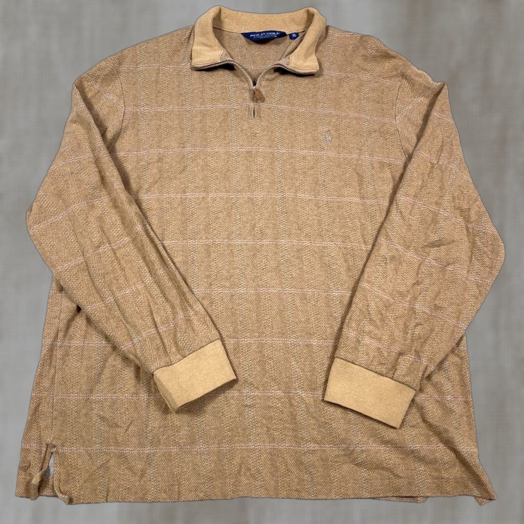 Polo Ralph Lauren Polo Ralph Lauren Men XL Brown Knit Sweater Pullover 1/4 Zip Golf Herringbone Logo Embroidered Classic Preppy Modern Men’s Size US XL / EU 56 / 4 - 1 Thumbnail