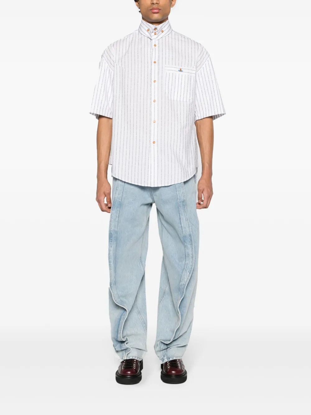 Vivienne Westwood o1y0525 Logo Patterned Shirt in White/Black Size US S / EU 44-46 / 1 - 5 Thumbnail