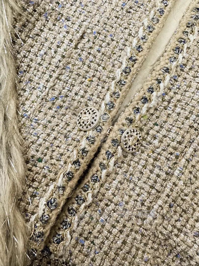 Chanel Chanel Golden wool woven glitter fur coat Size XS / US 0-2 / IT 36-38 - 4 Thumbnail