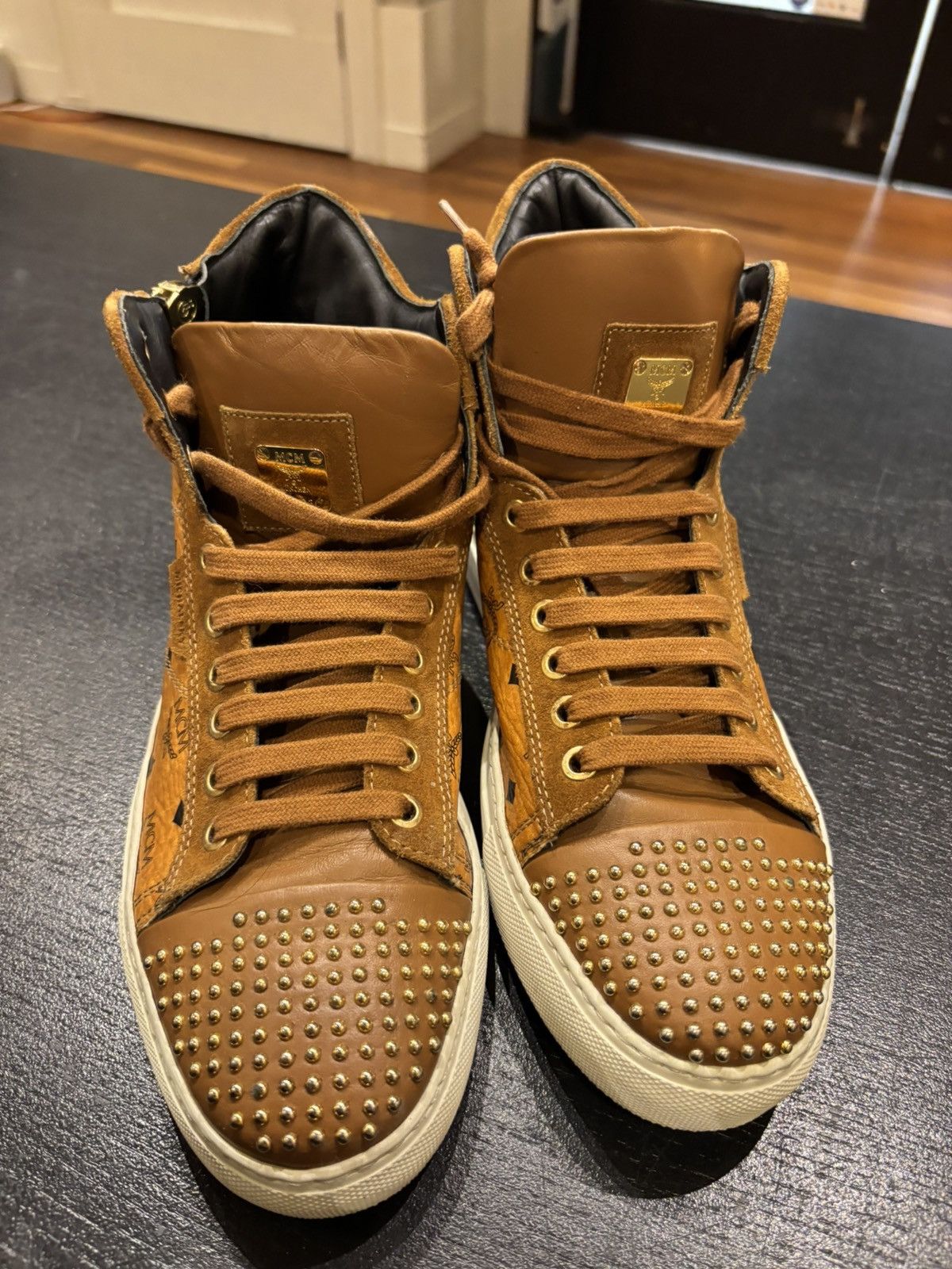 MCM MCM Leather High Top Sneaker Size US 7 / EU 40 - 4 Thumbnail