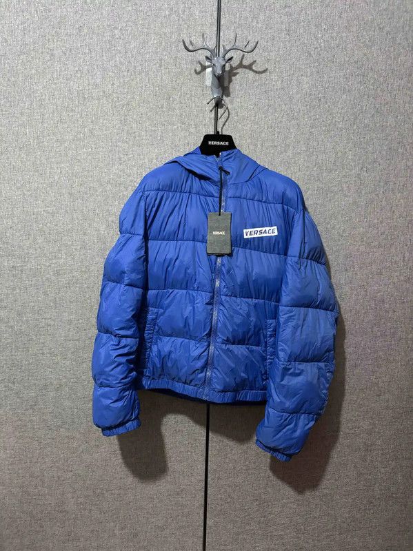 Versace Versace Men's Blue Logo Puffer Jacket 0089 Size US M / EU 48-50 / 2 - 1 Thumbnail