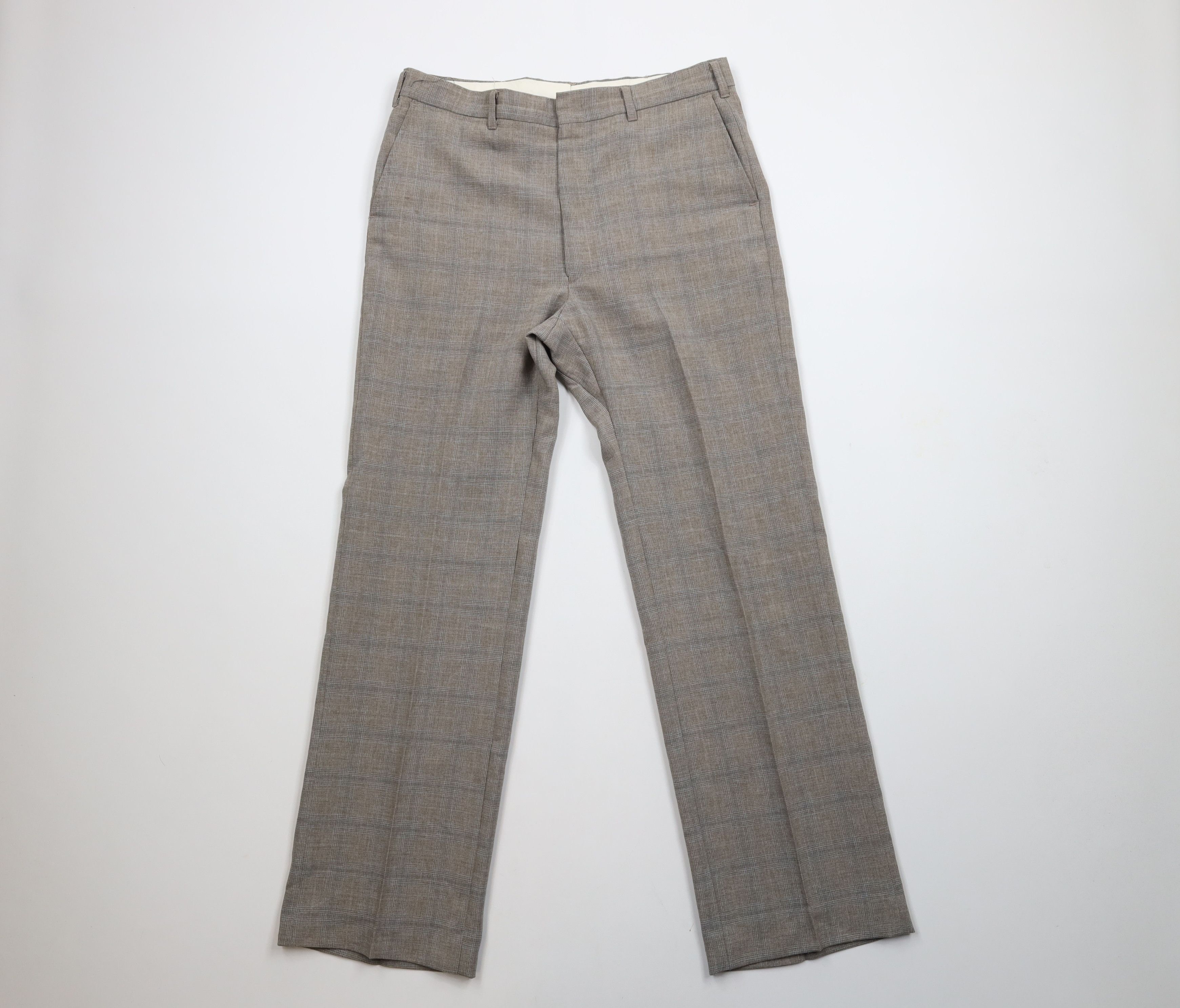 Vintage Vintage 70s Streetwear Flared Wide Leg Chino Pants Plaid USA Size US 32 / EU 48 - 1 Thumbnail