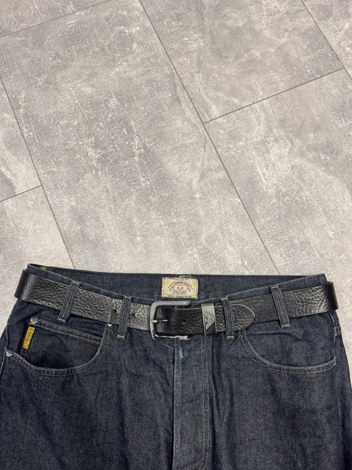 Armani Vintage Giorgio Armani Belt Leather Y2K Metal buckle Size ONE SIZE - 1 Thumbnail