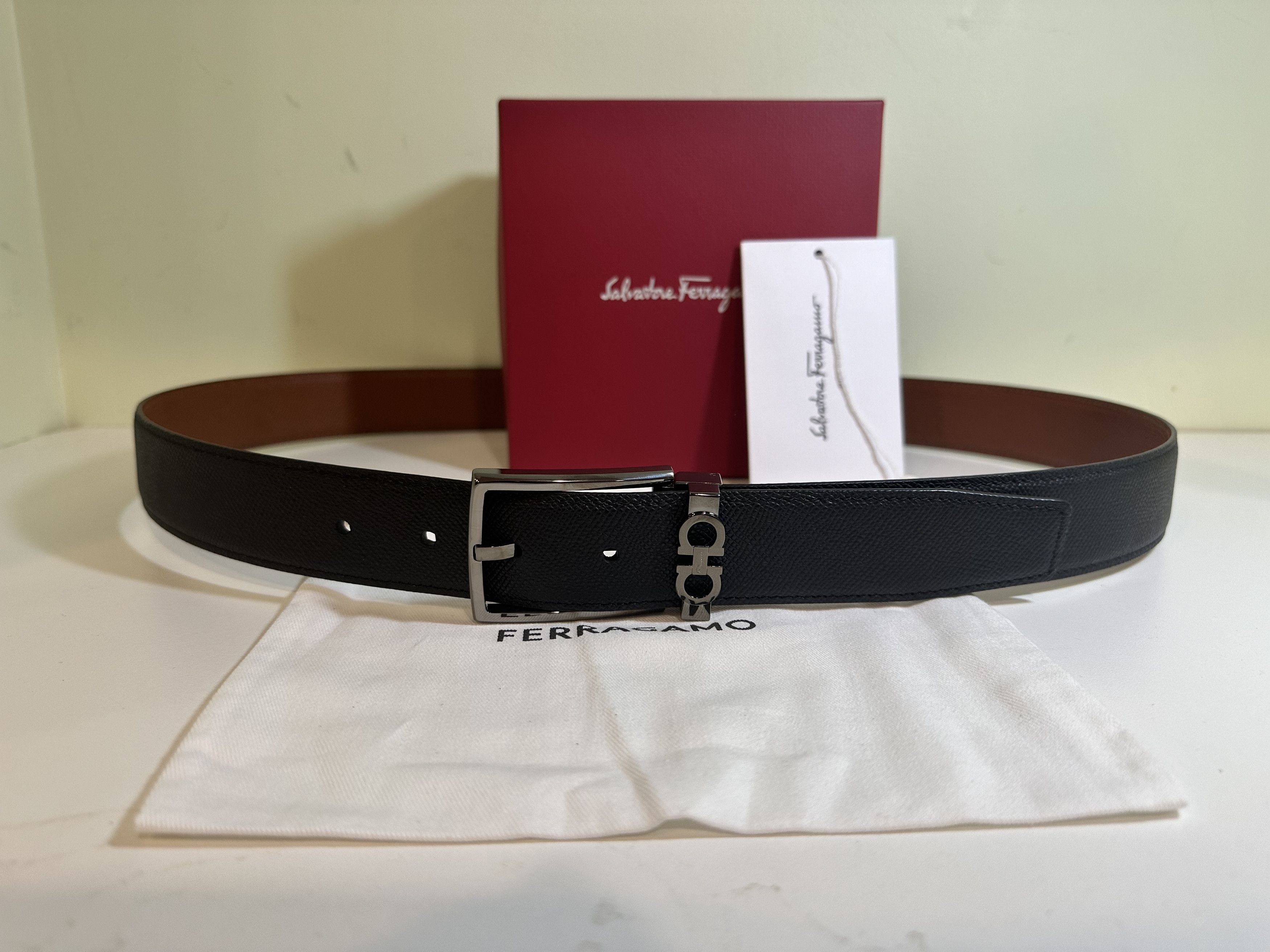 Salvatore Ferragamo Reversible Radica/Nero Leather Salvatore Ferragamo Belt Size 32 - 7 Thumbnail