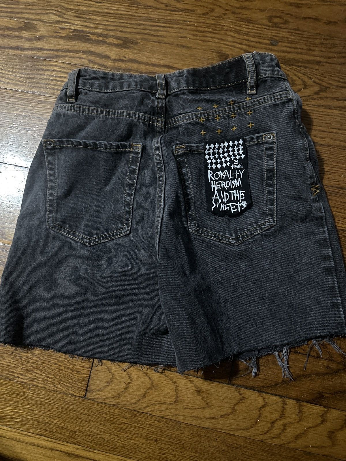 image of Ksubi Black Playback Trashed Shorts, Women's (Size 24)
