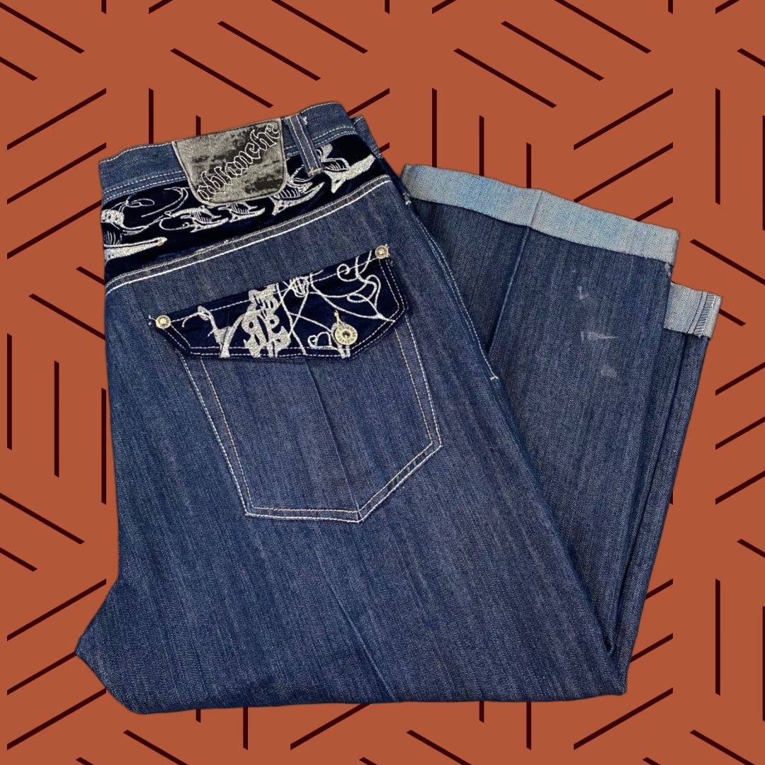 Vintage VINTAGE Ablanche Jeans Men 42x24 Blue Dark Wash Hemmed Denim Pants Skater Baggy Wide Y2K Size US 42 / EU 58 - 1 Thumbnail