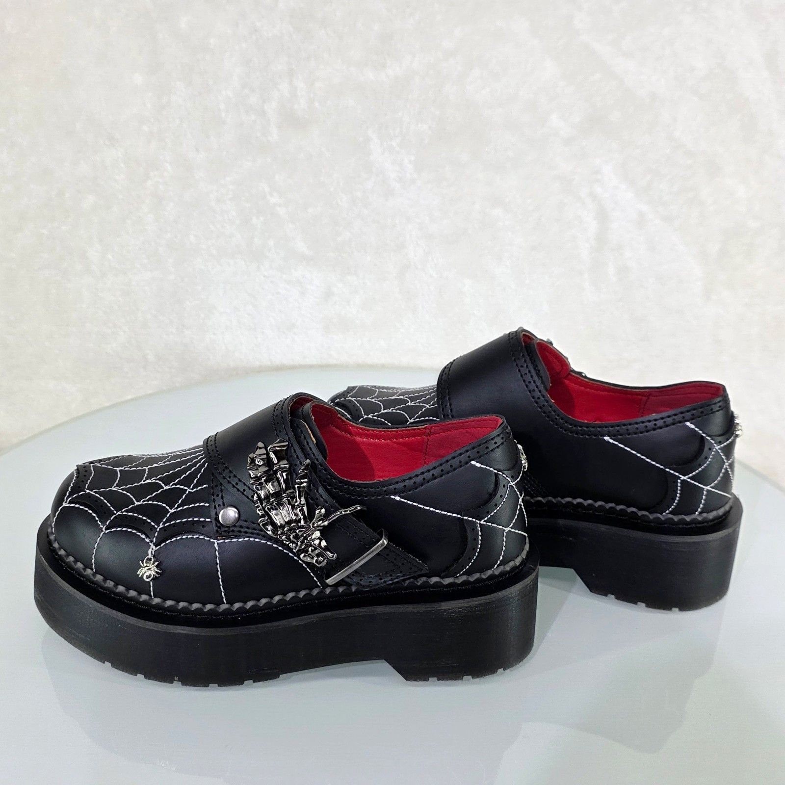 Other Rebel Goth Punk Oxford Shoes Spider Charms Web Stitching Cry Size US 11 / IT 41 - 4 Thumbnail