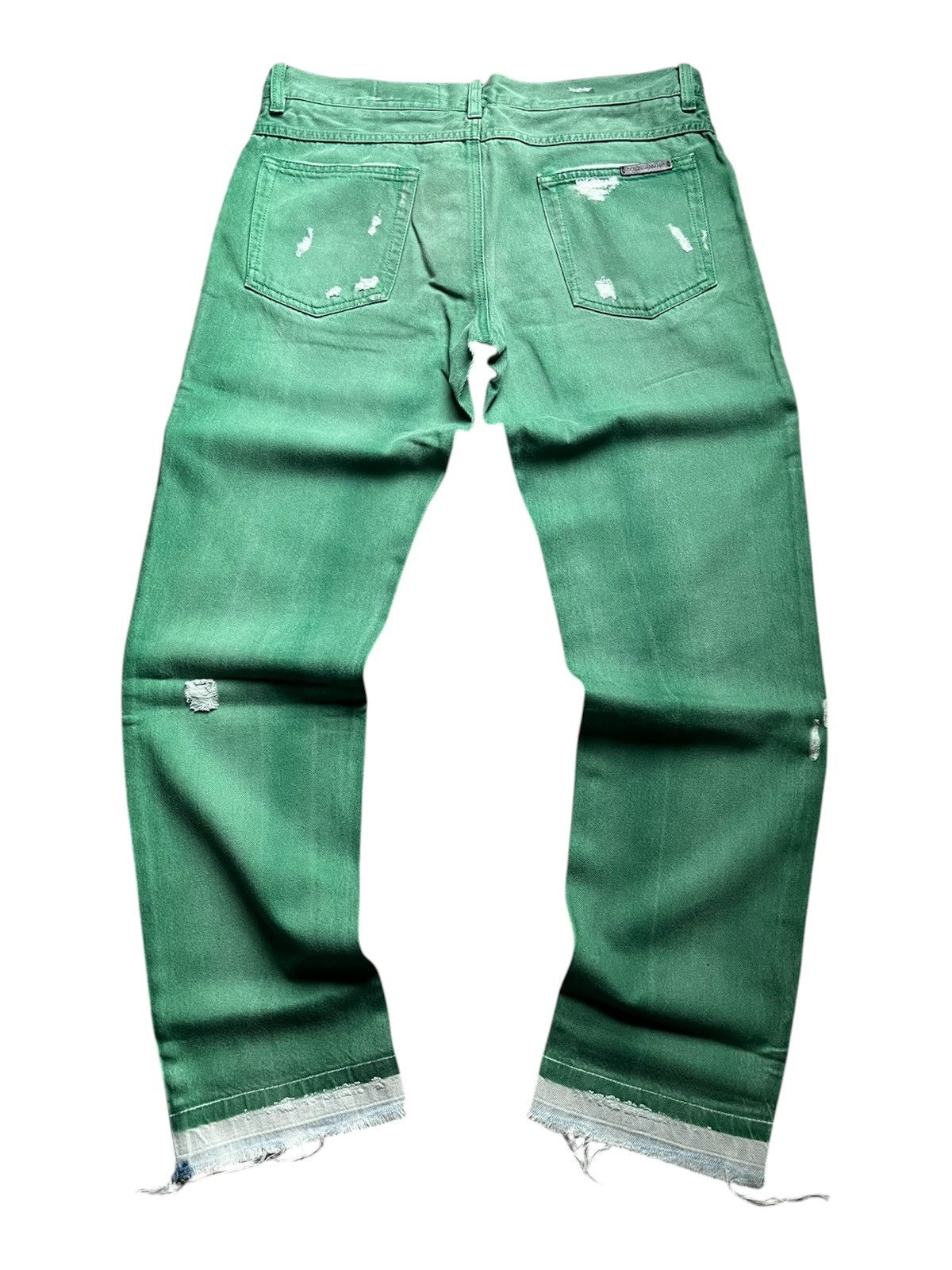 Dolce & Gabbana SS05 Dolce & Gabbana Distressed Raw Green Denim Size US 32 / EU 48 - 2 Thumbnail