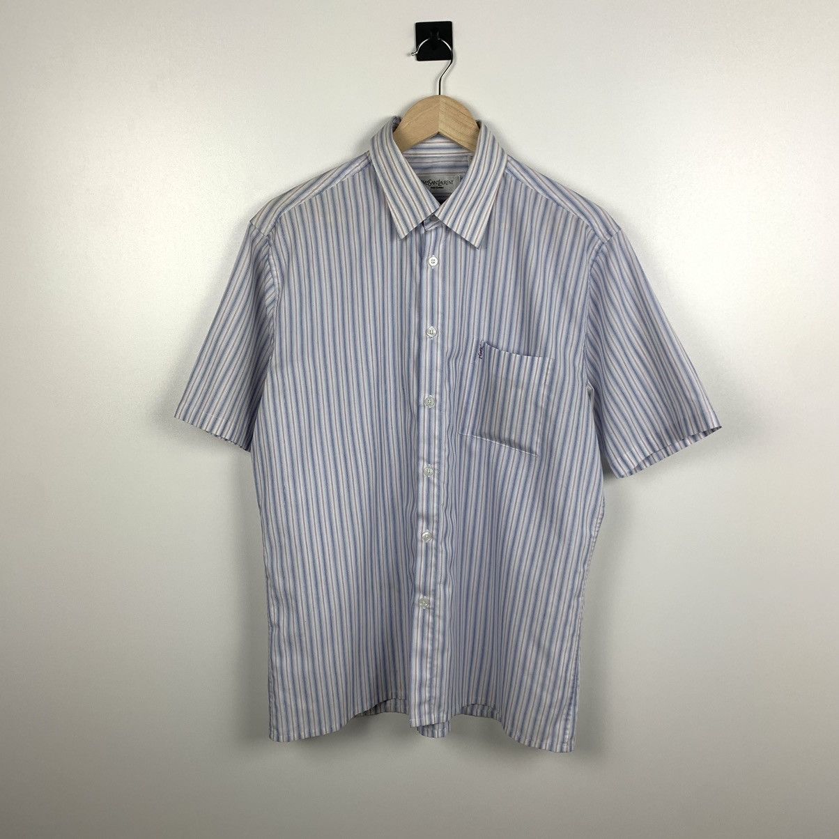 Yves Saint Laurent Vintage Yves Saint Laurent Striped Shirt Short Sleeve Size L Size US L / EU 52-54 / 3 - 1 Thumbnail